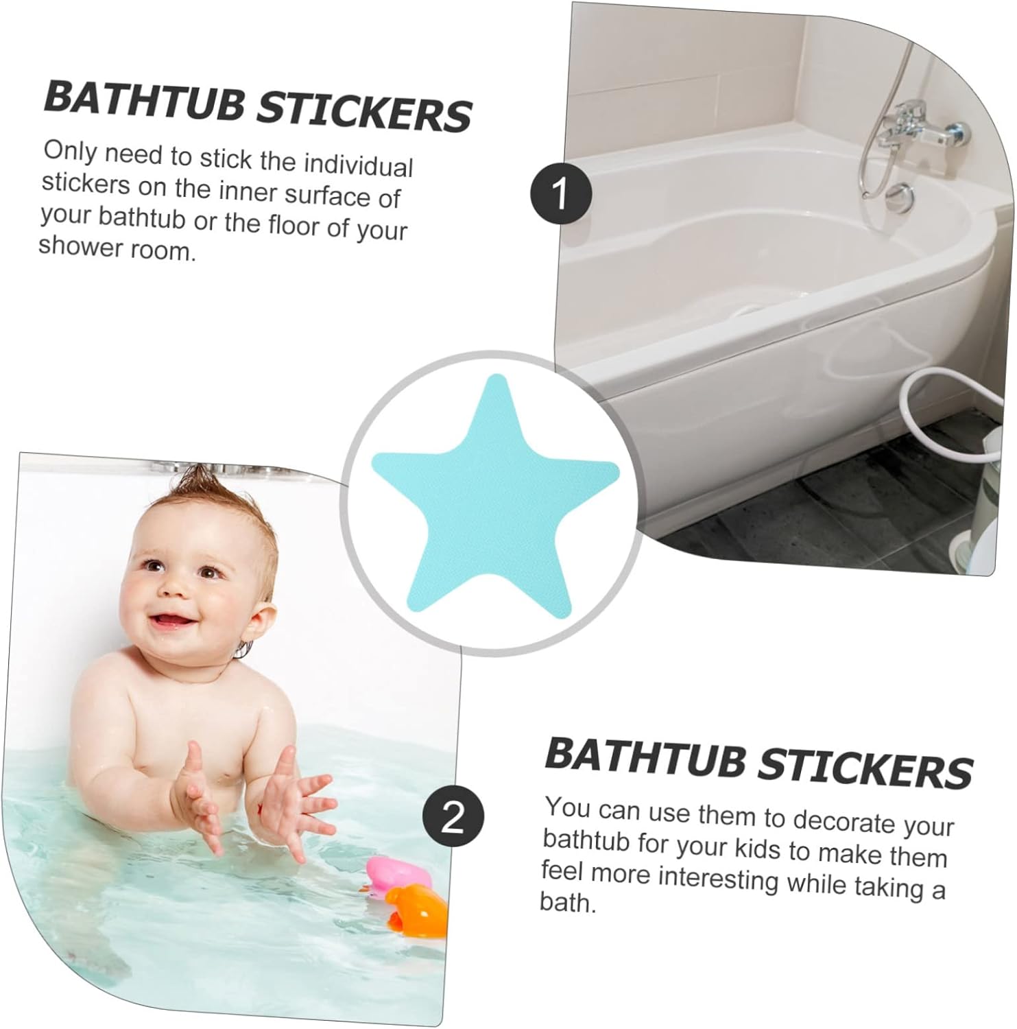 Alipis Non-Slip Bath Tub Stickers 20pcs Peva Decals