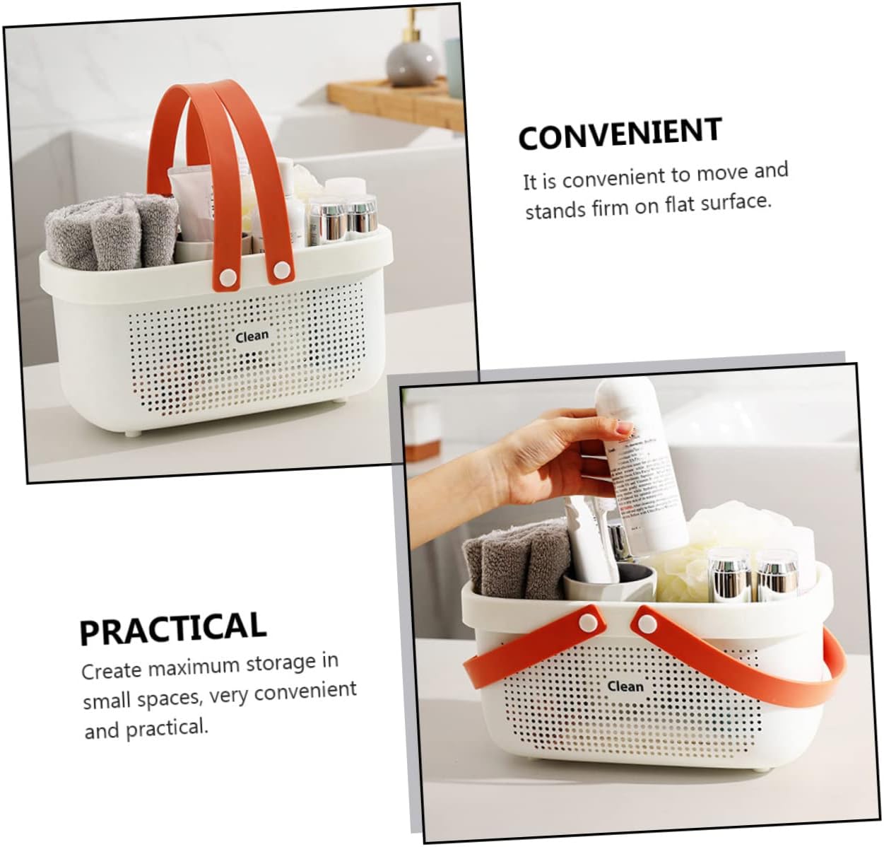 COSMEVIVI Hanging Shower Rustproof Storage Basket with Handle