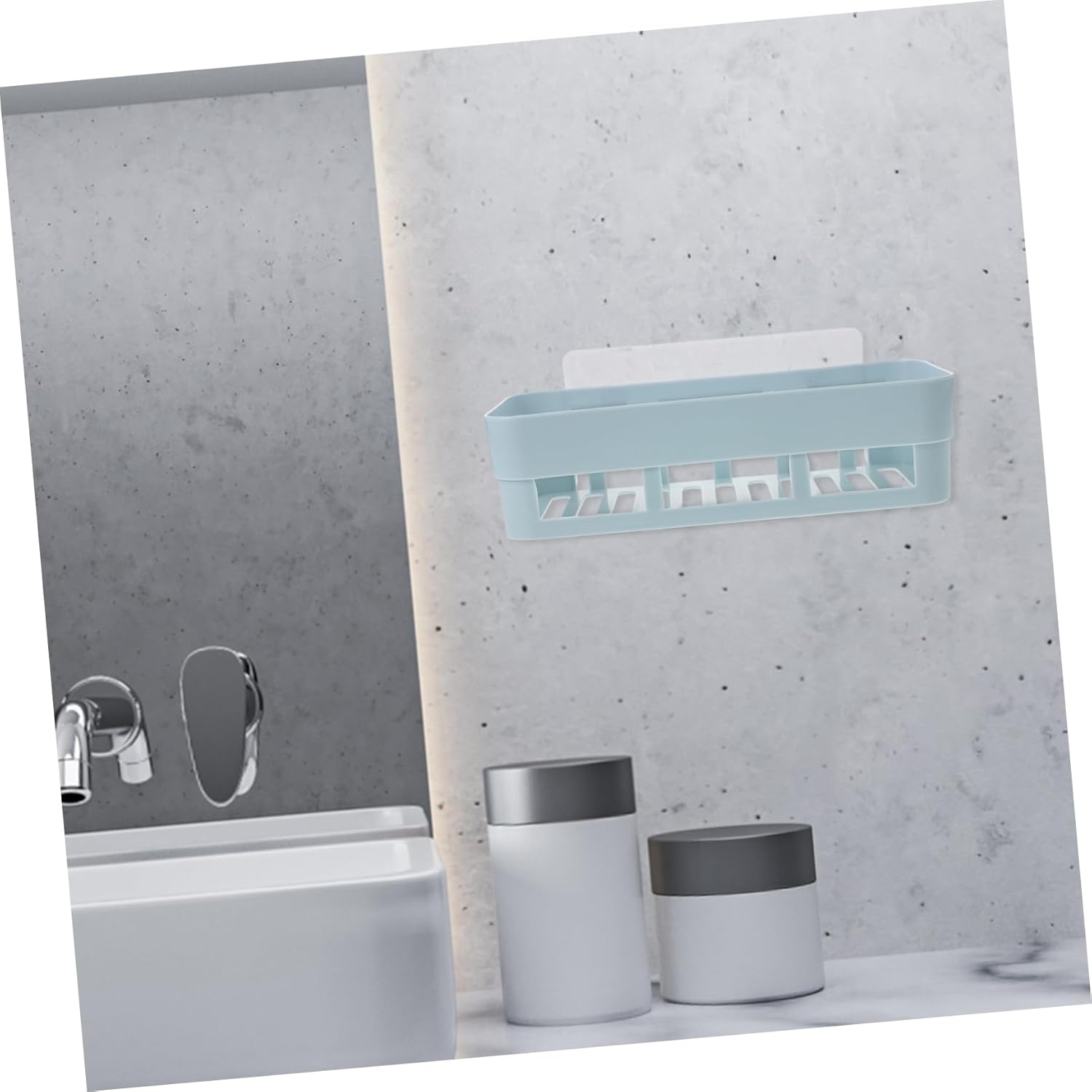 Amosfun Adhesive Shower Caddy with Dry Storage