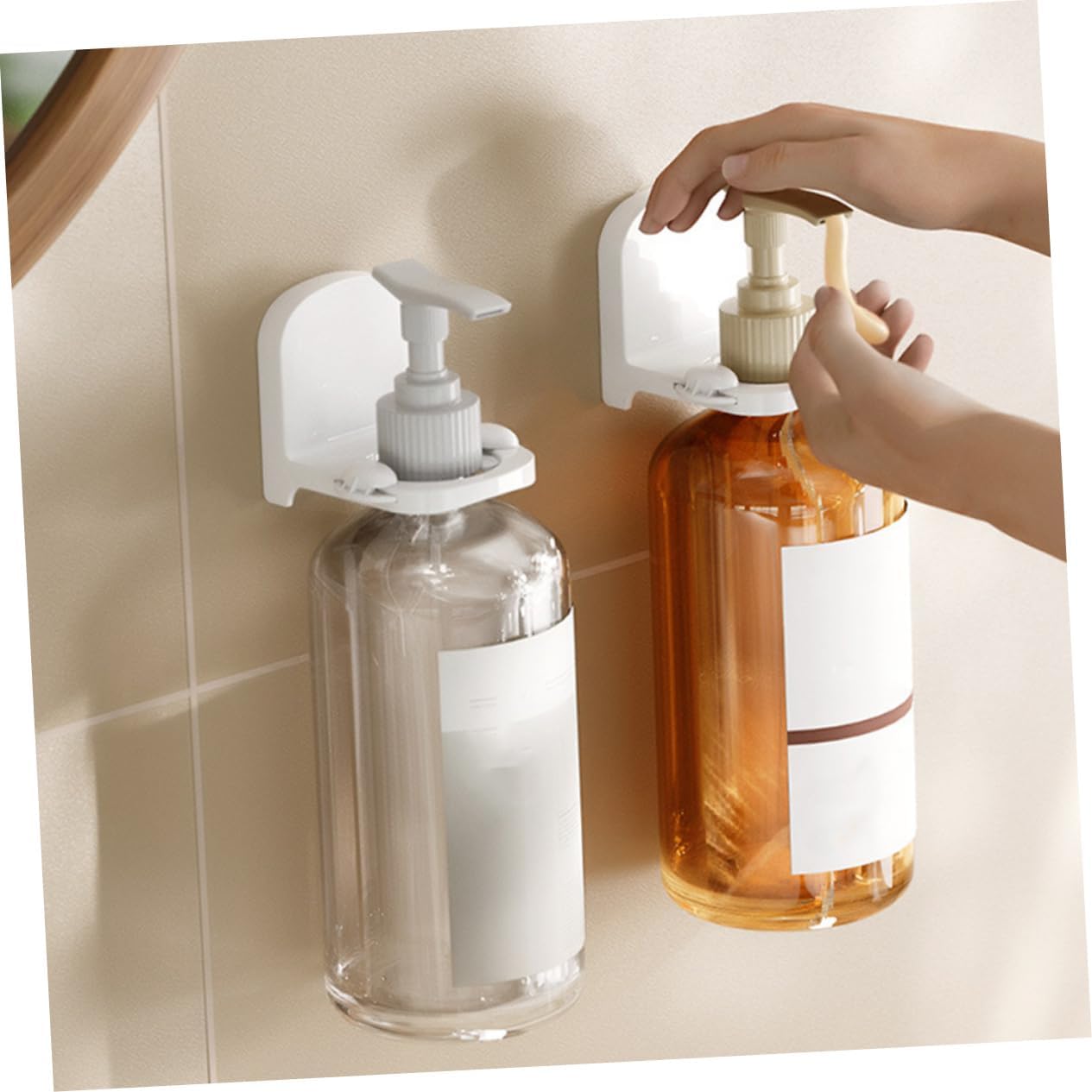 BEBEMOKO 2pcs Wall-Mounted Shampoo Holder for Space-Saving Storage