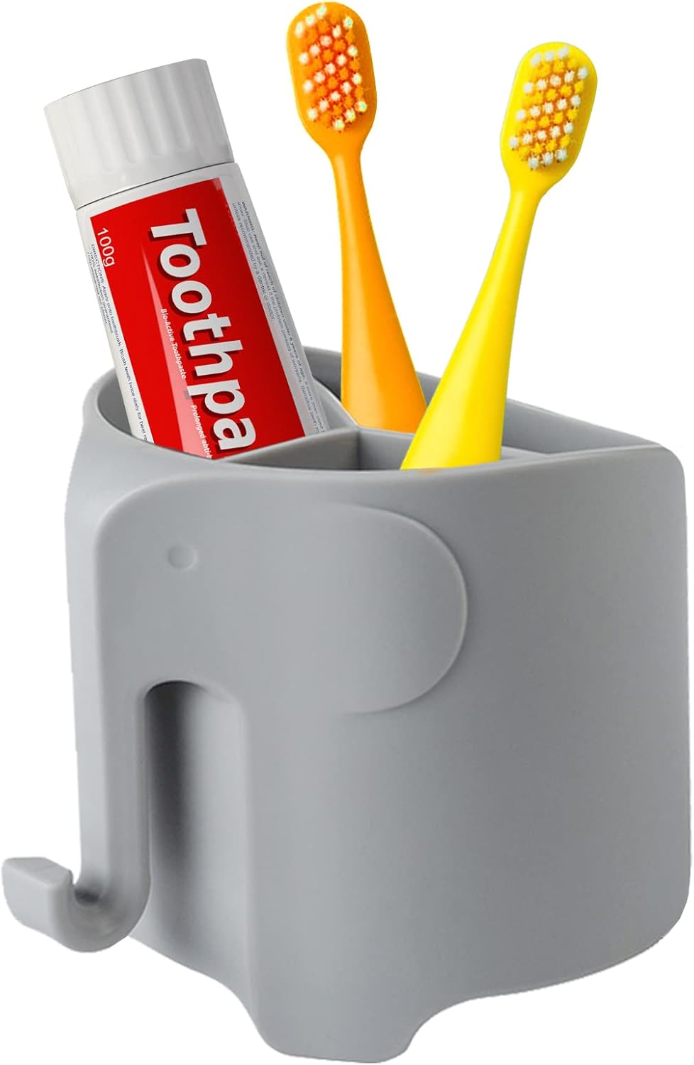 RyanLemon Elephant Toothbrush Holder for Kids Grey