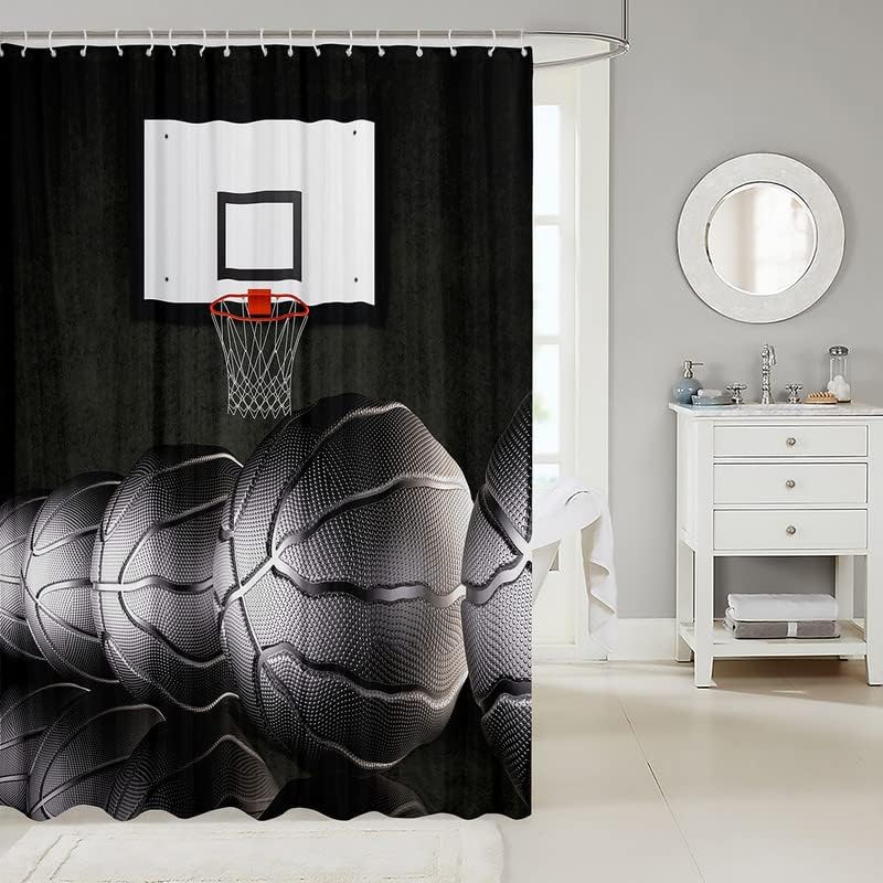 Erosebridal Boys Basketball Shower Curtain Set