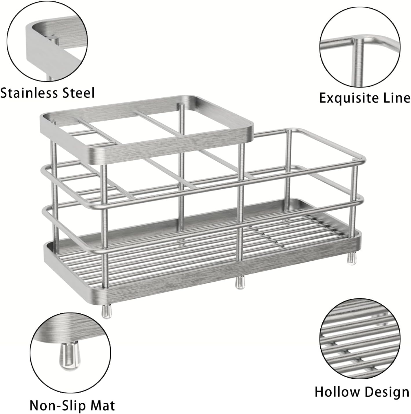 WHALCHI 6 Slots Rustproof Metal Toothbrush Holder Silver