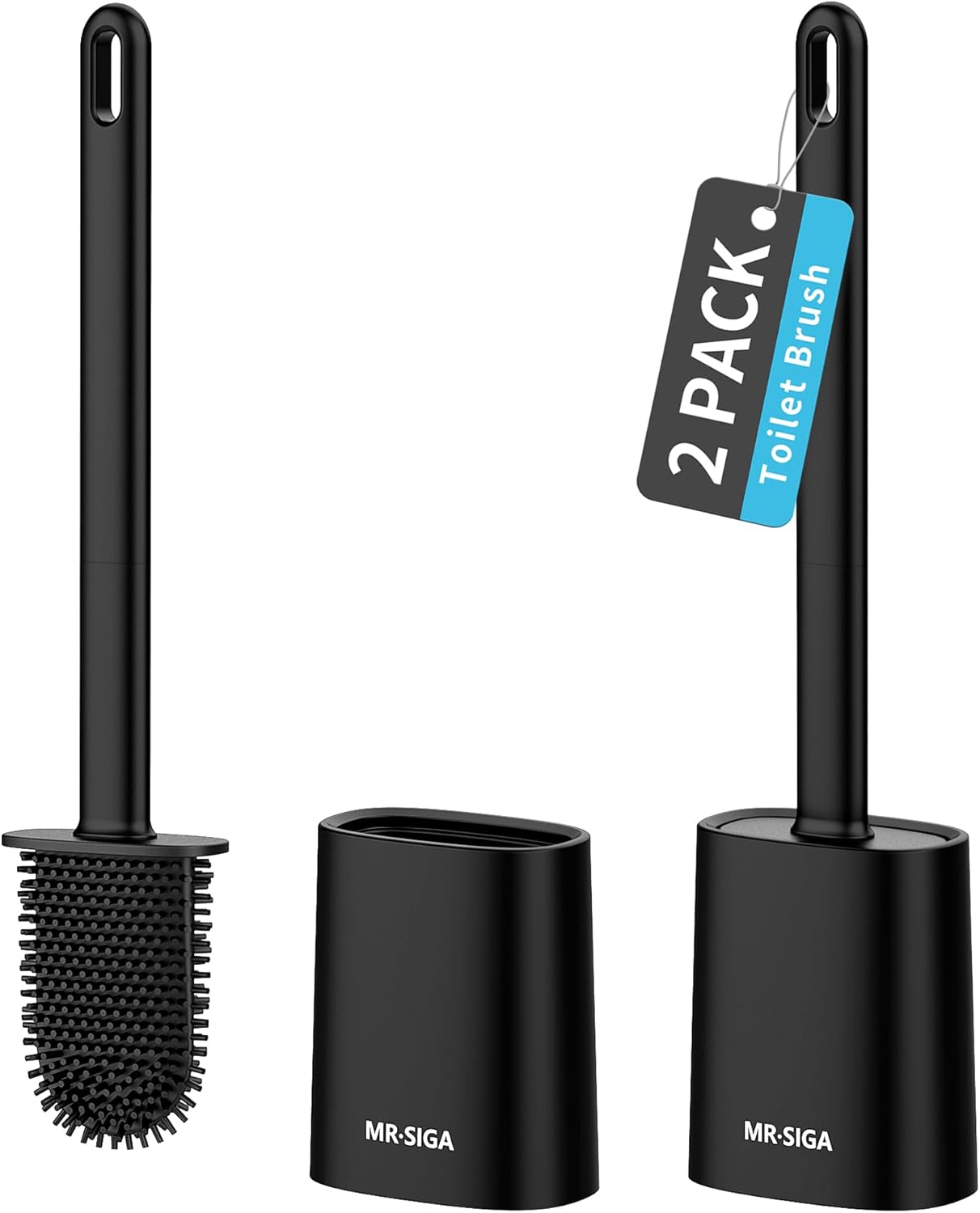 MRSIGA Toilet Brush and Holder Set 2 Pack