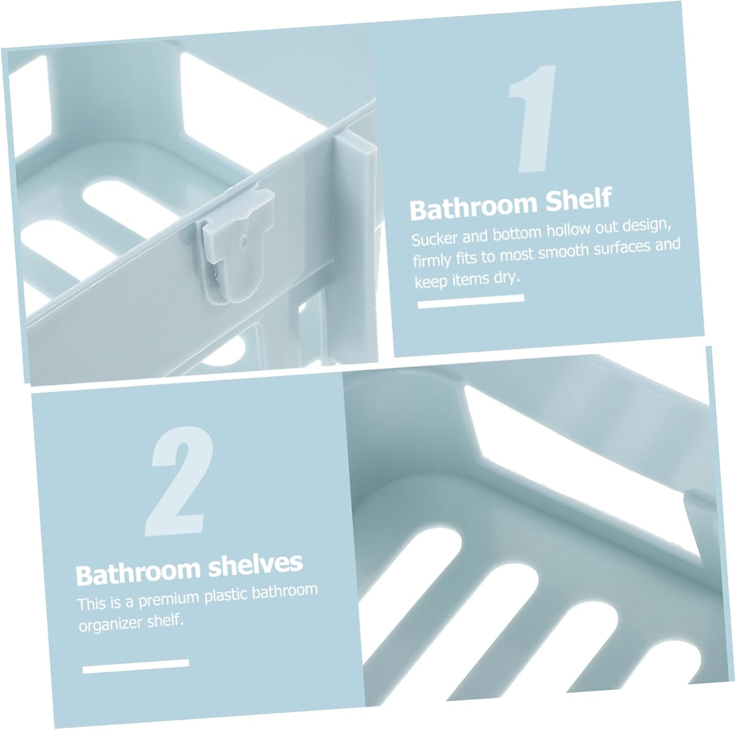 Amosfun Adhesive Shower Caddy with Dry Storage
