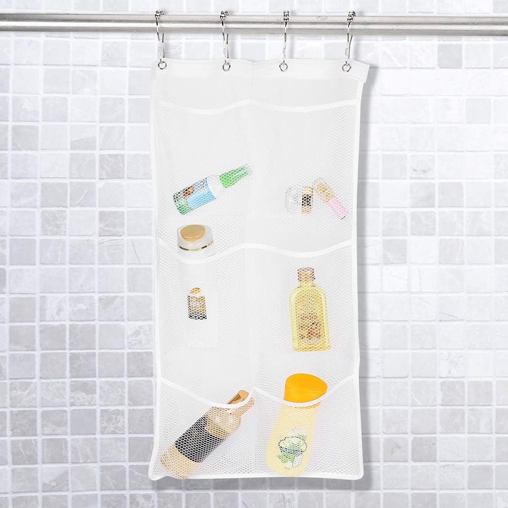 Jwthee Mesh Shower Caddy with 6 Pockets and Metal Hooks