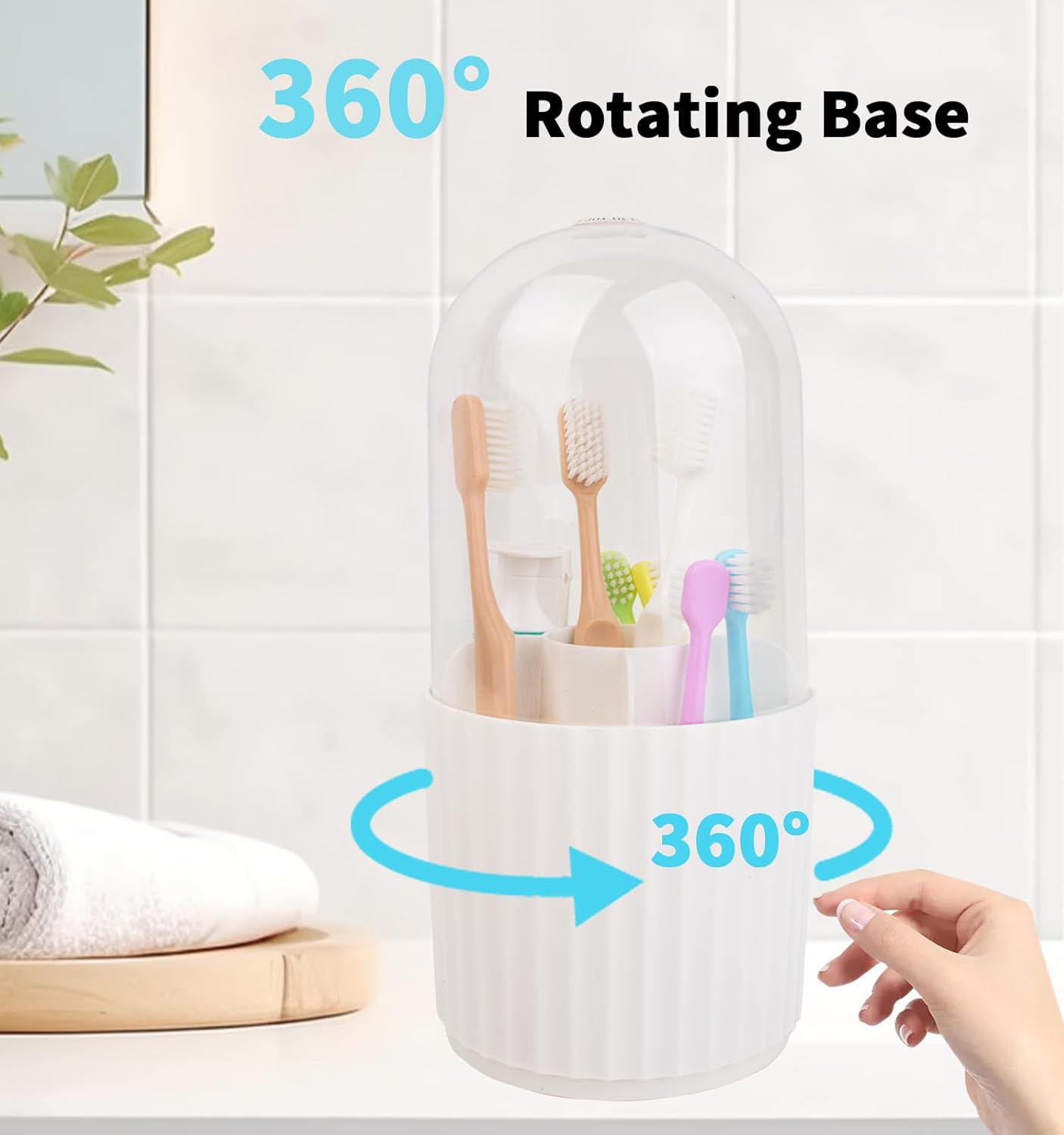 OOXYG Large Capacity Toothbrush Holder with Lid and 5 Slots