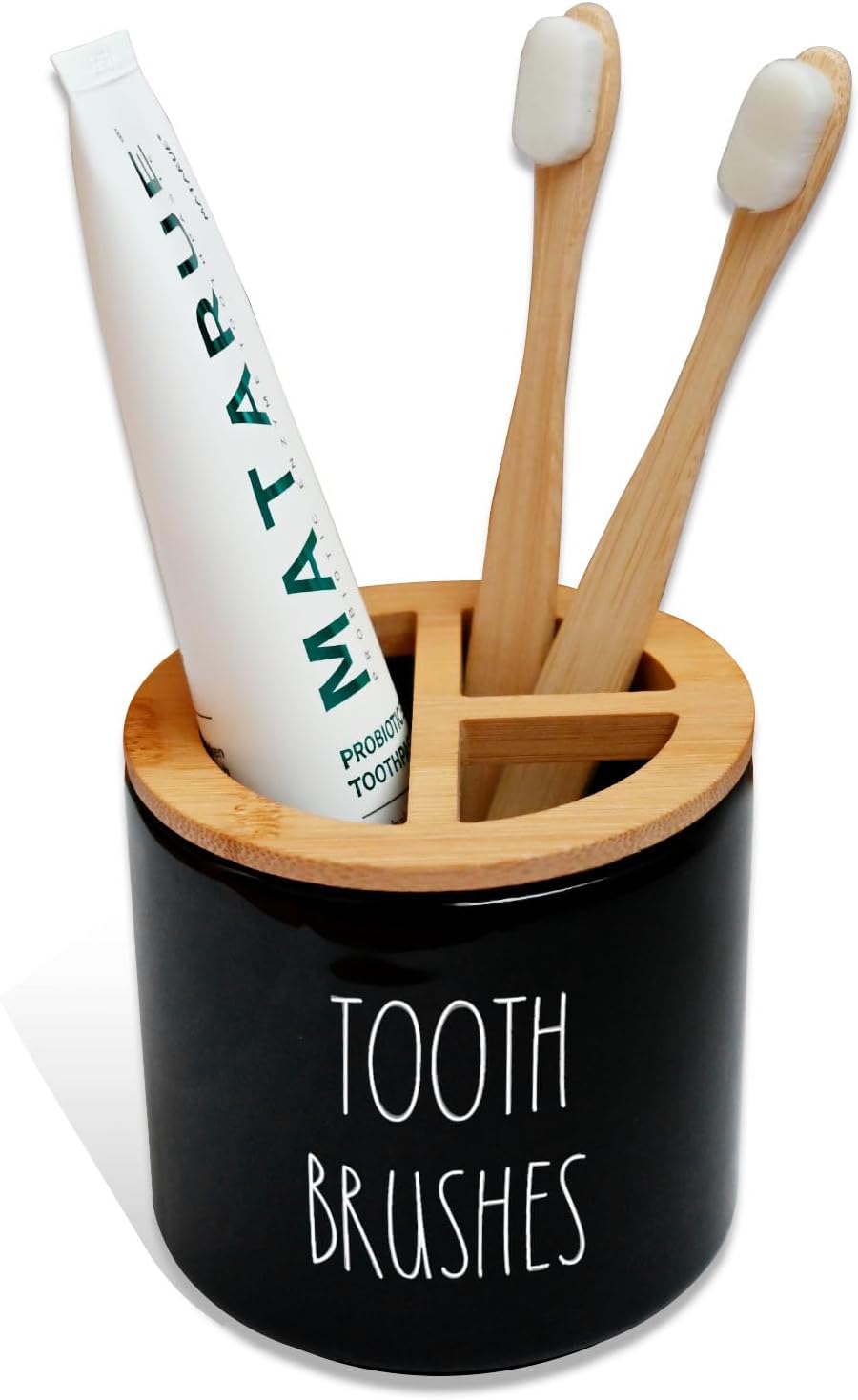 CHONIC Farmhouse Toothbrush Holder with Bamboo Lid 1