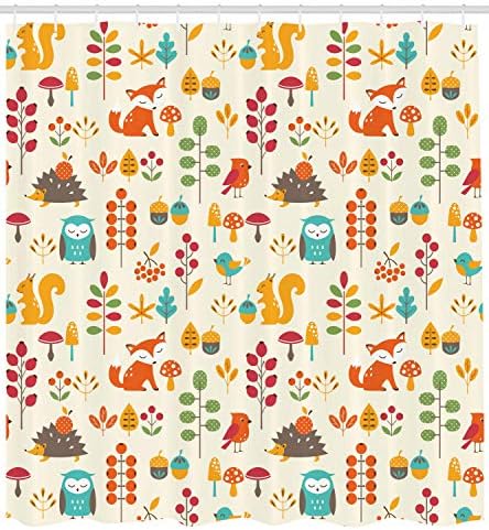 Ambesonne Cartoon Shower Curtain Set with Hooks 69 x 70