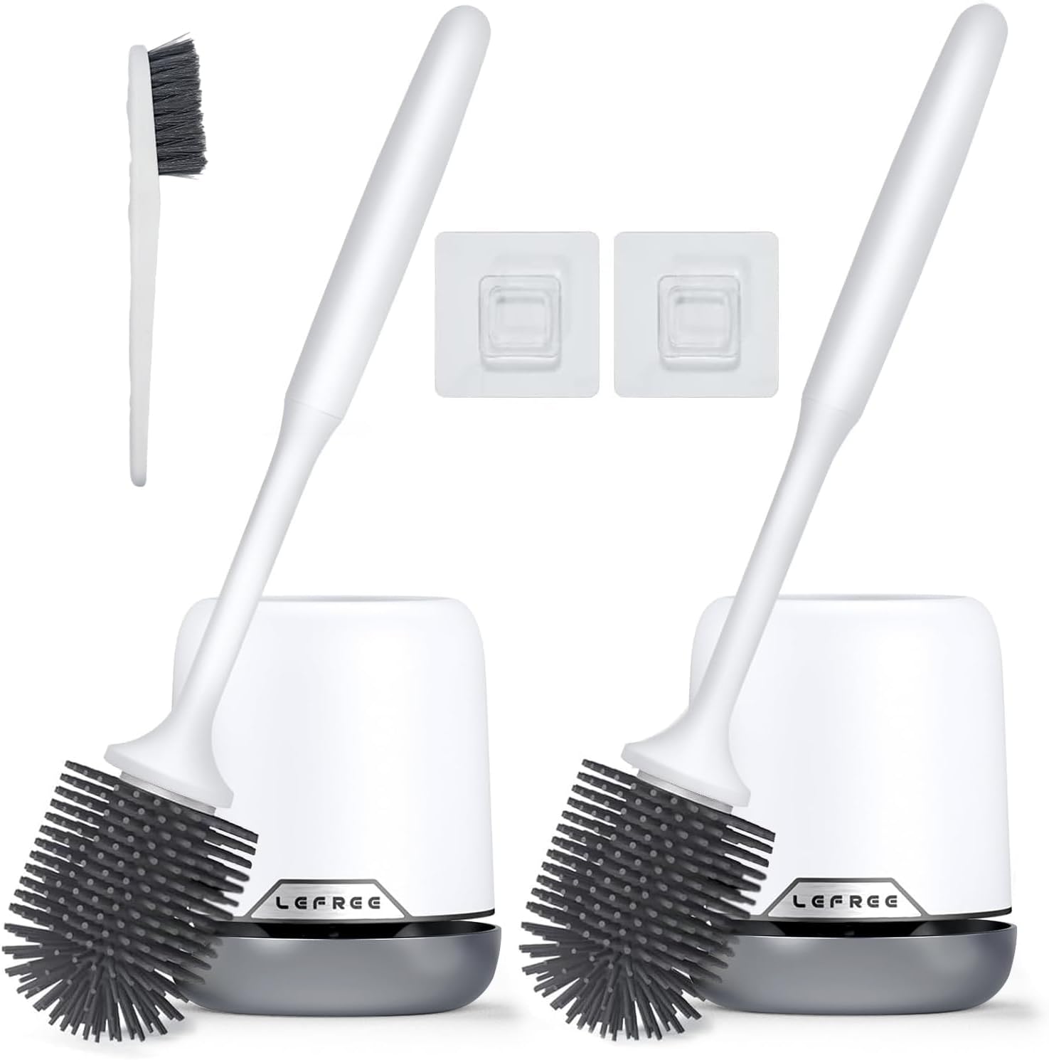 Lefree 2 Pack Toilet Brush Set with Ventilated Holder