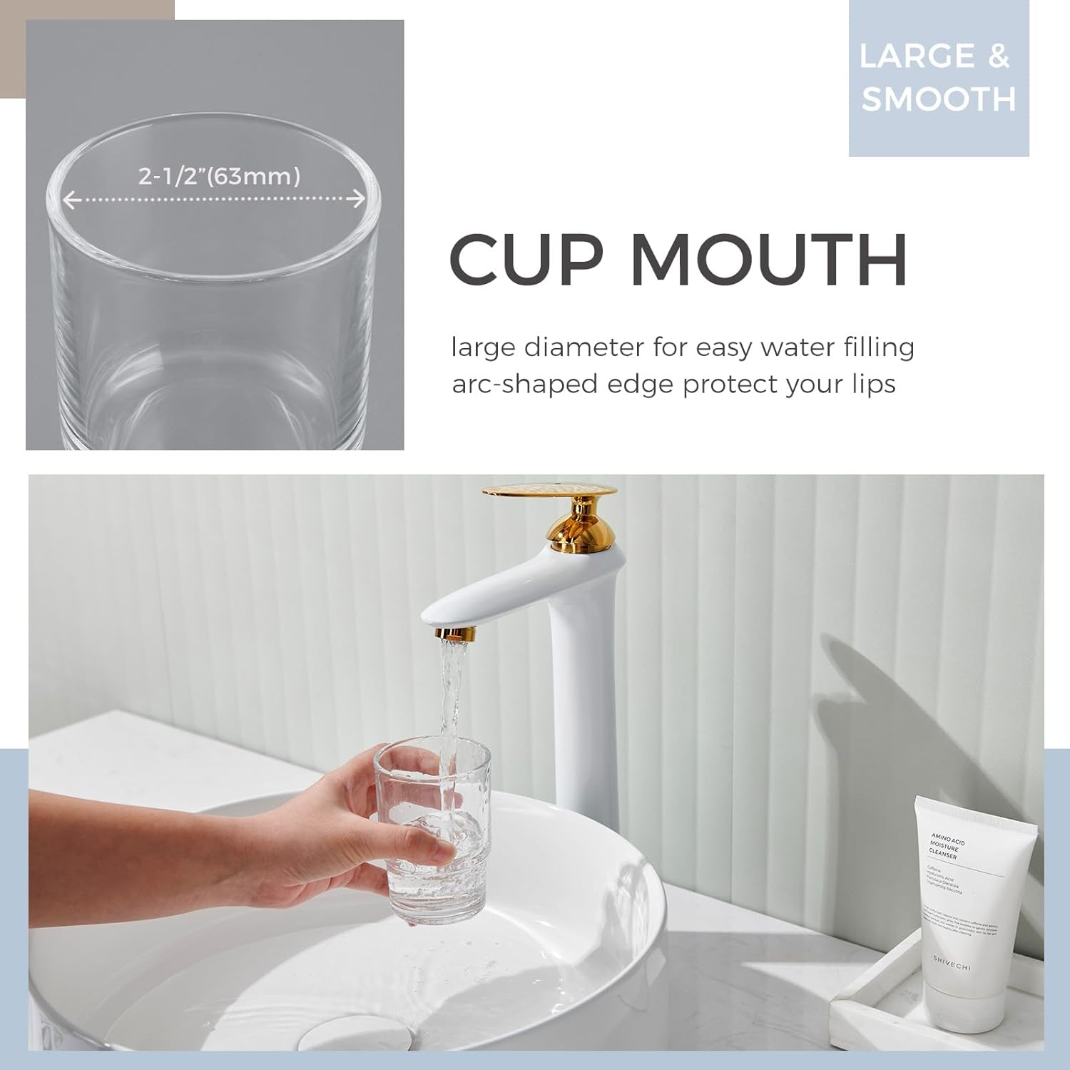 Aomasi Bathroom Glass Cup Toothbrush and Toothpaste Holder Mouthwash Tumbler