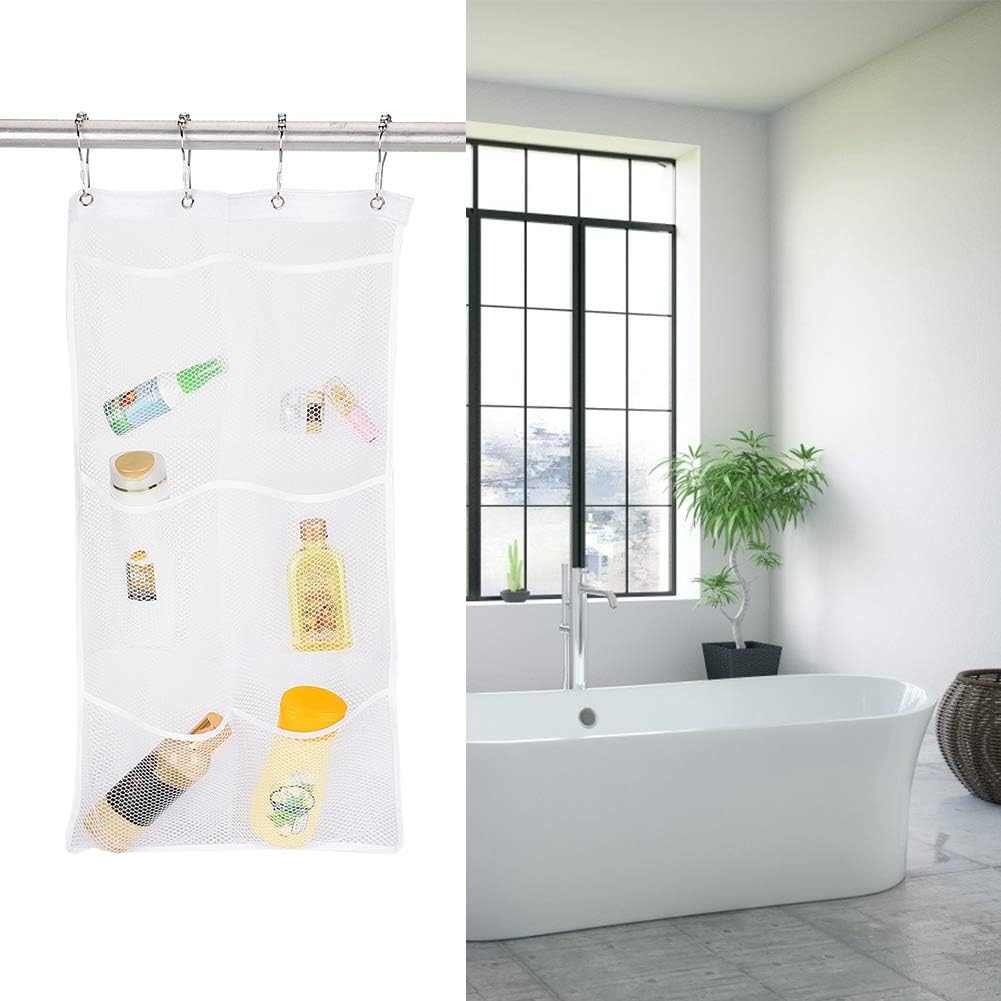 Jwthee Mesh Shower Caddy with 6 Pockets and Metal Hooks