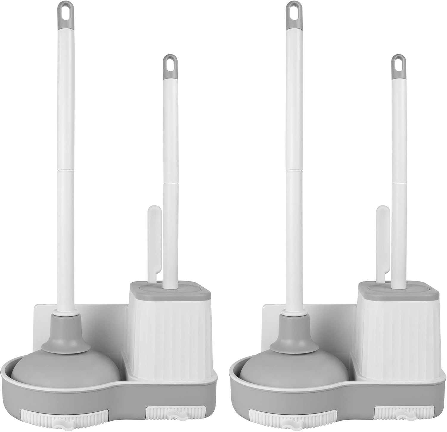 2 Pack Toilet Brush Set with Holder and Plunger