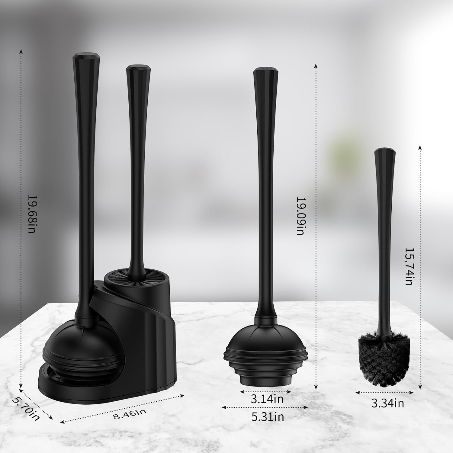Lanburch 2 in 1 Toilet Brush and Plunger Set