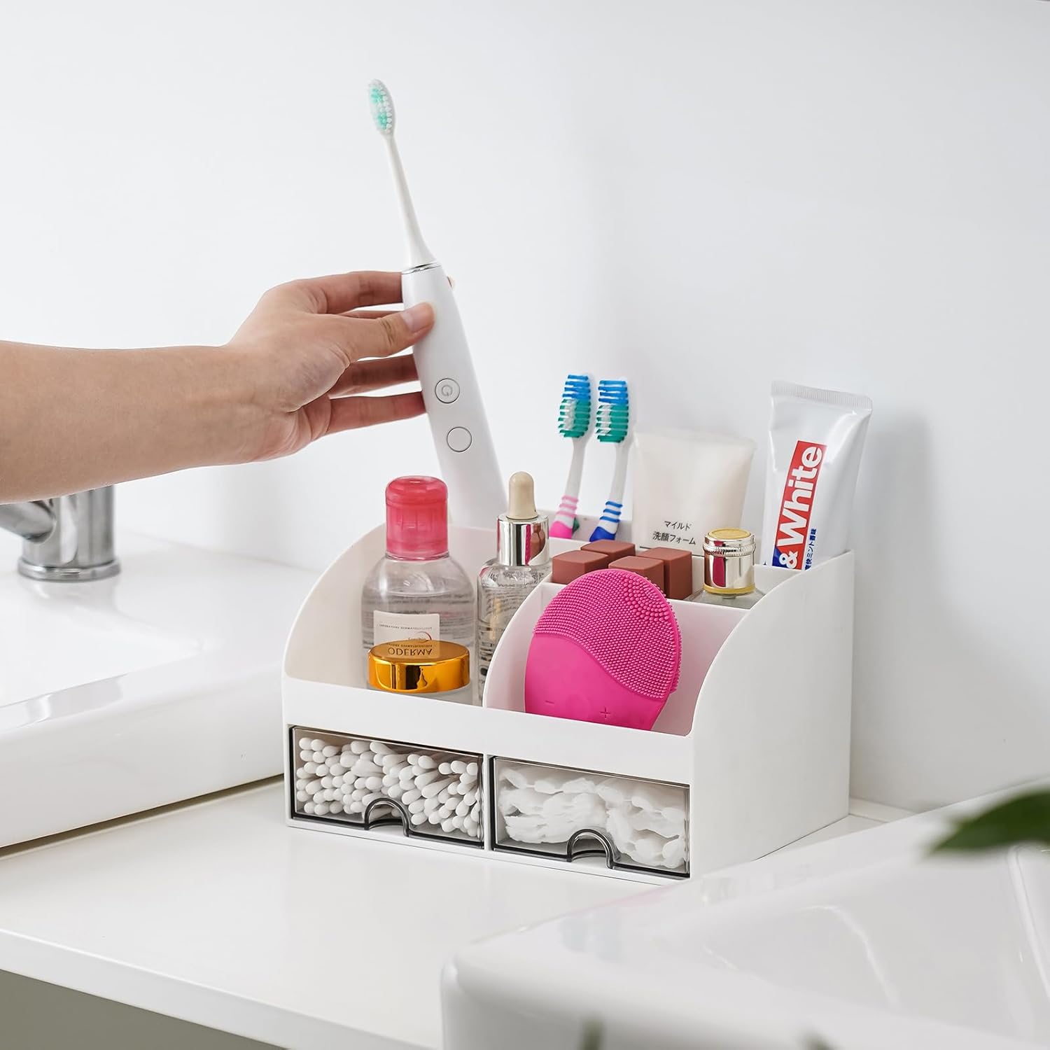 VITVITI Toothbrush Holders with 2 Drawers and 6 Compartments