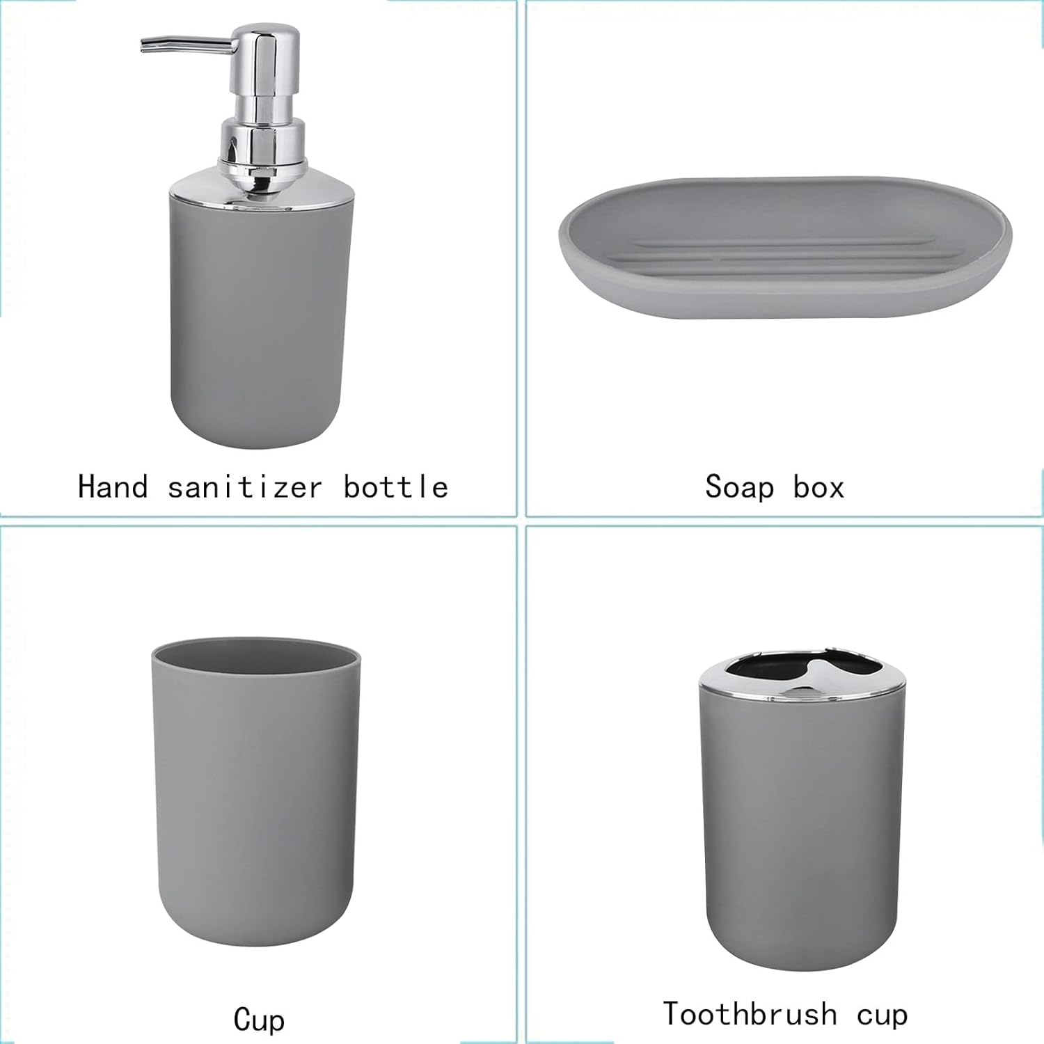 4 Piece Bathroom Accessory Set in Gray