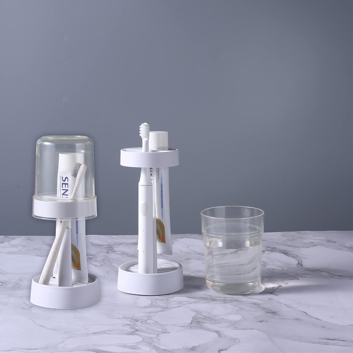 Meiloi Toothbrush Holder with Cup and Cover
