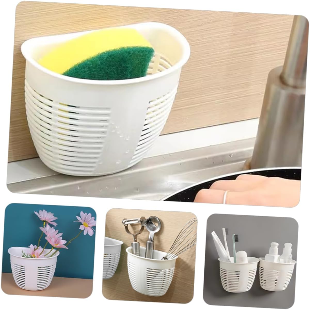 4PCS Wall Storage Basket Drainage Bathroom Organizer 1