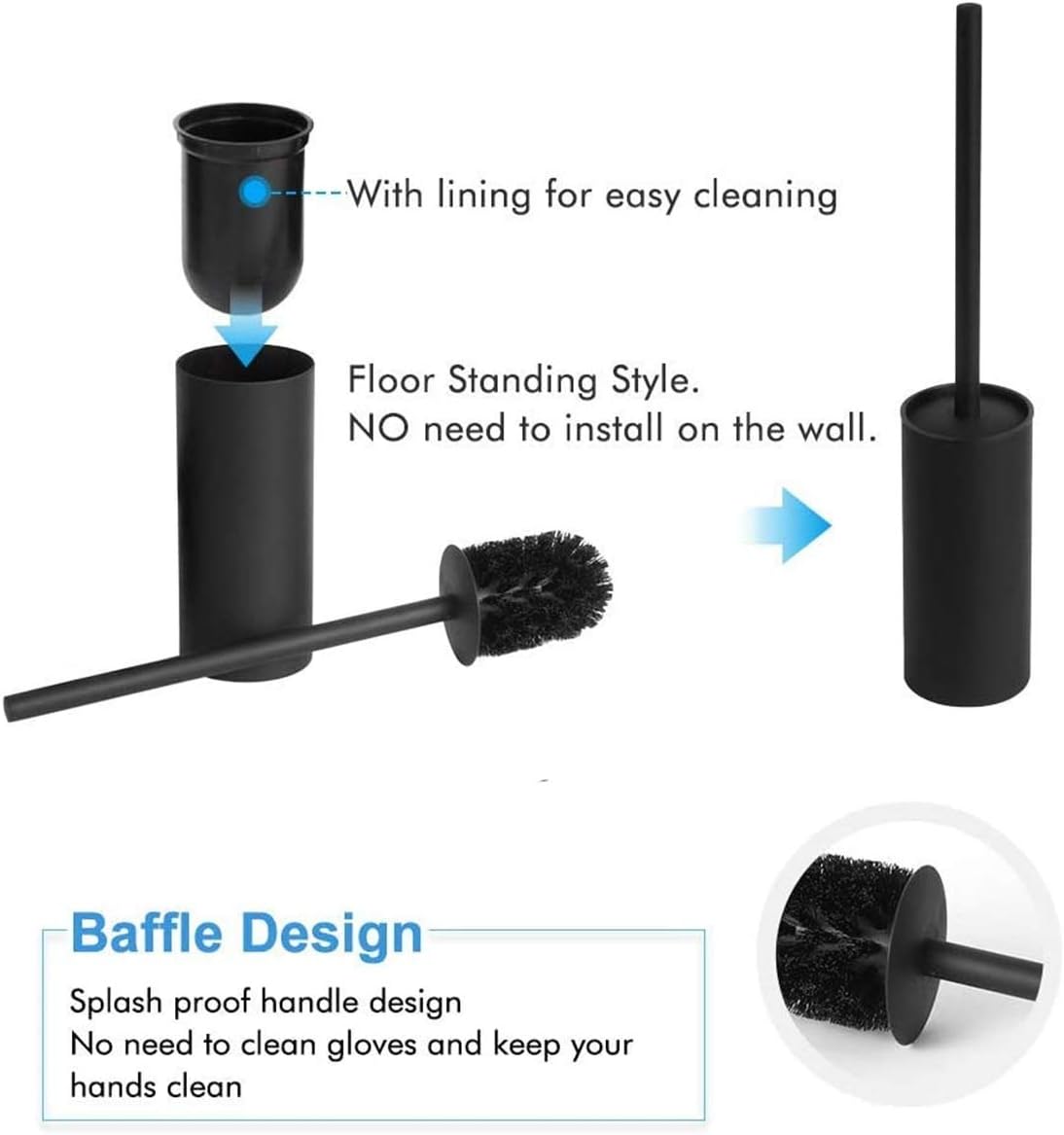BGL 304 Stainless Steel Black Toilet Brush Set