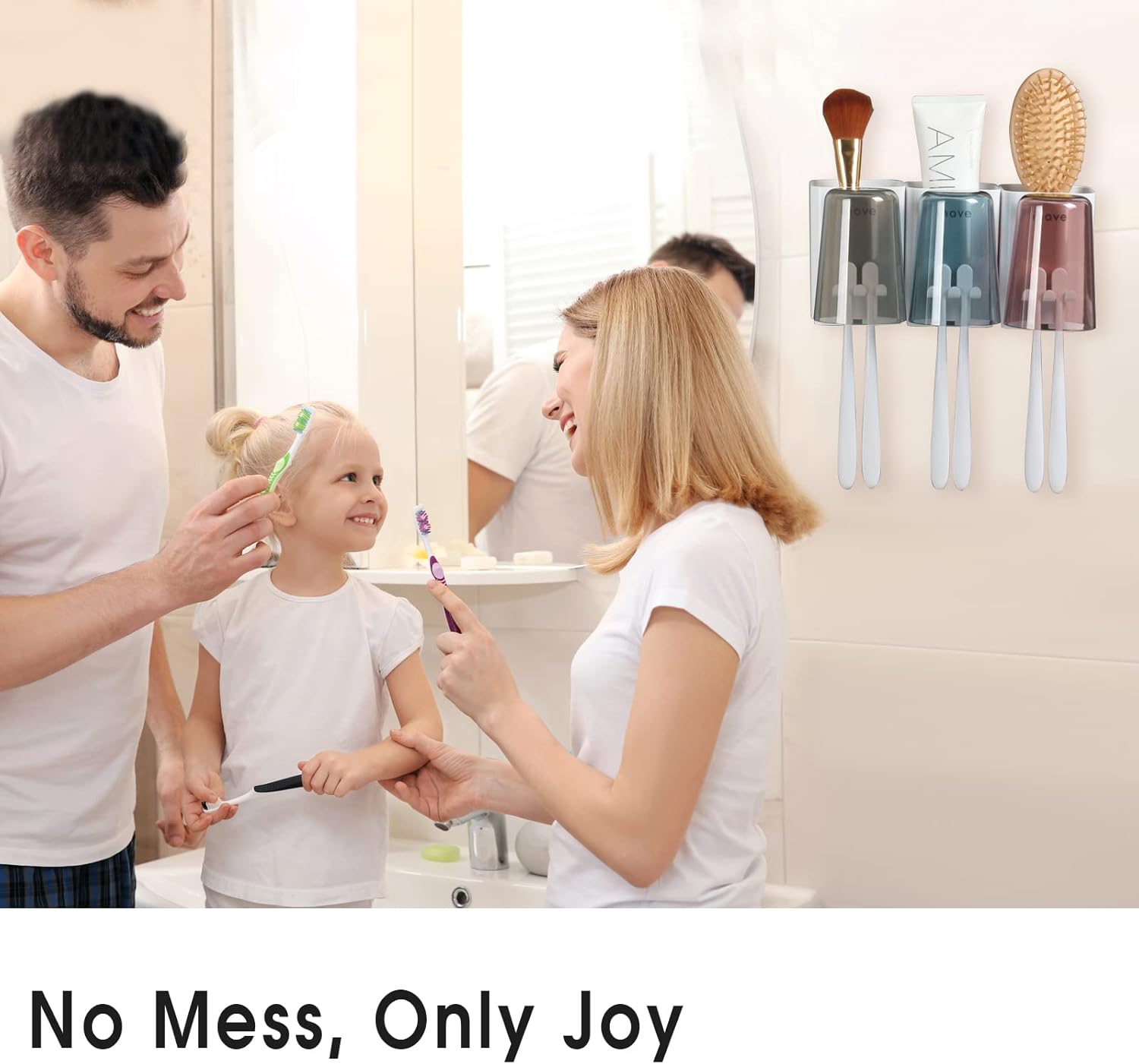 iHave Wall Mounted Toothbrush Holder with Toothpaste Squeezer Set