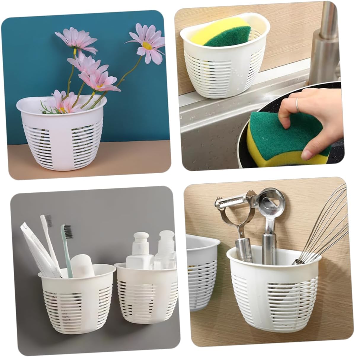 4PCS Wall Storage Basket Drainage Bathroom Organizer 1