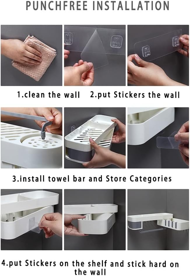 BAHELS Shower Caddy Corner Shelf Black and White