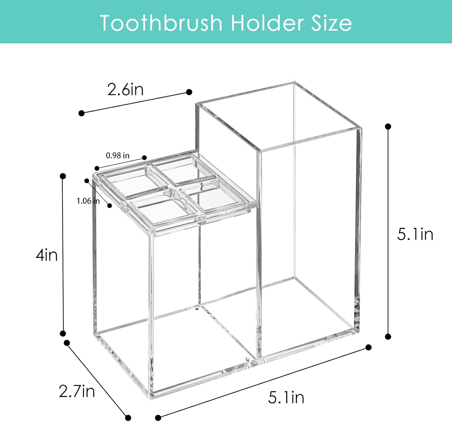 Clear Acrylic Toothbrush Holder with 5 Slots