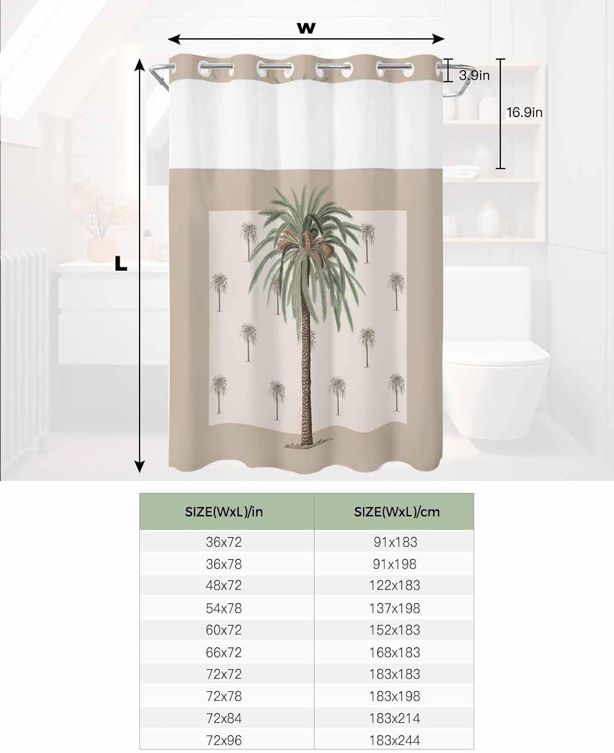 Prime Leader No Hook Geometric Shower Curtain Set 72x72 1