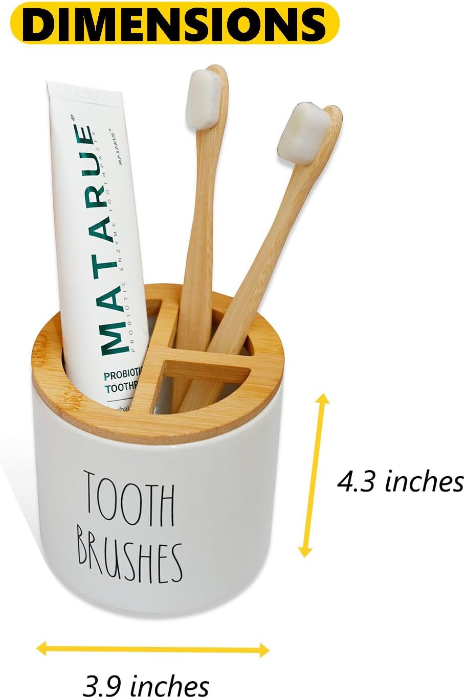CHONIC Farmhouse Toothbrush Holder with Bamboo Lid