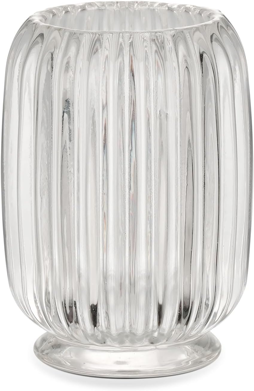 VanEnjoy Clear Glass Toothbrush Holder with Stripe Design