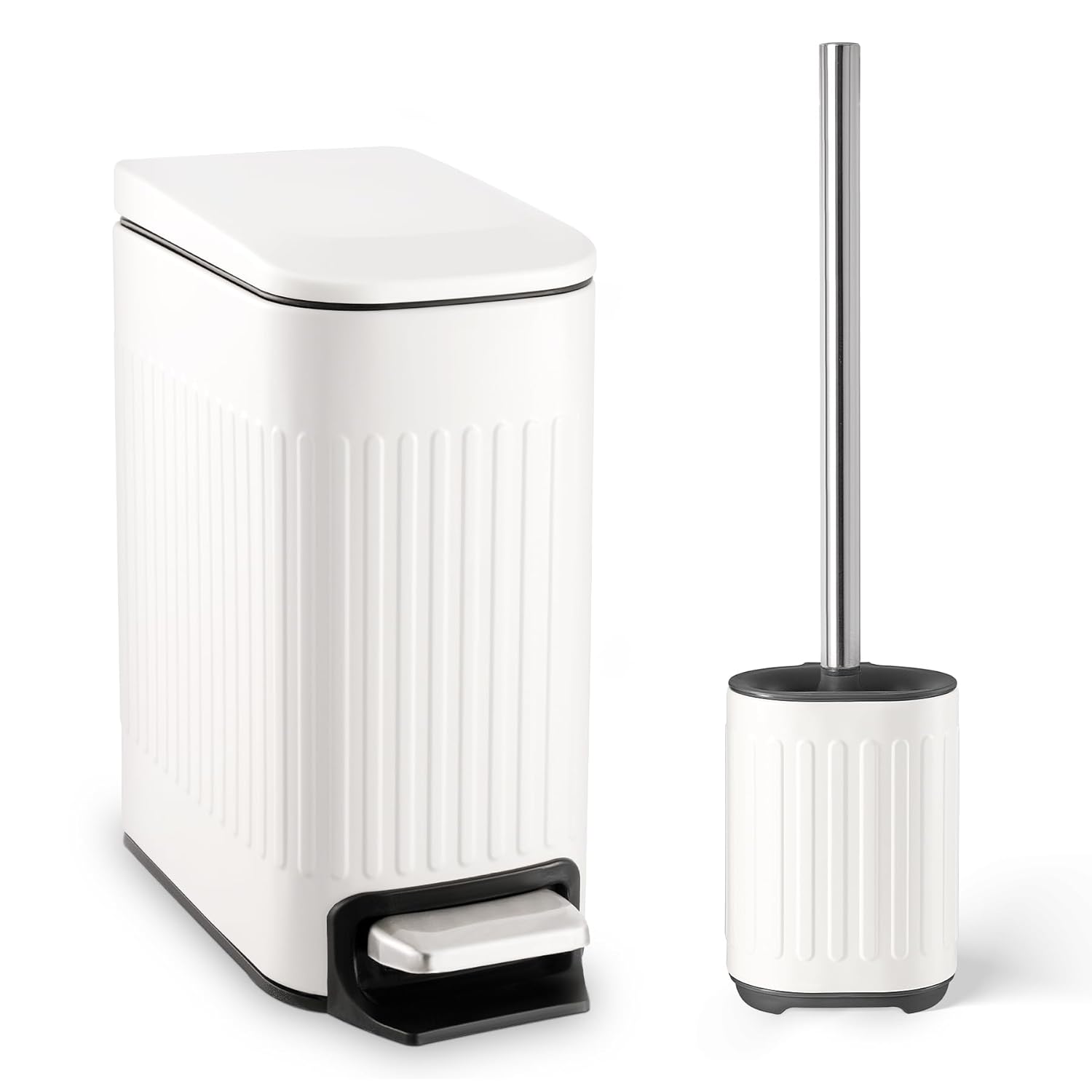 TrashAid Bathroom Trash Can with Toilet Brush Set 1