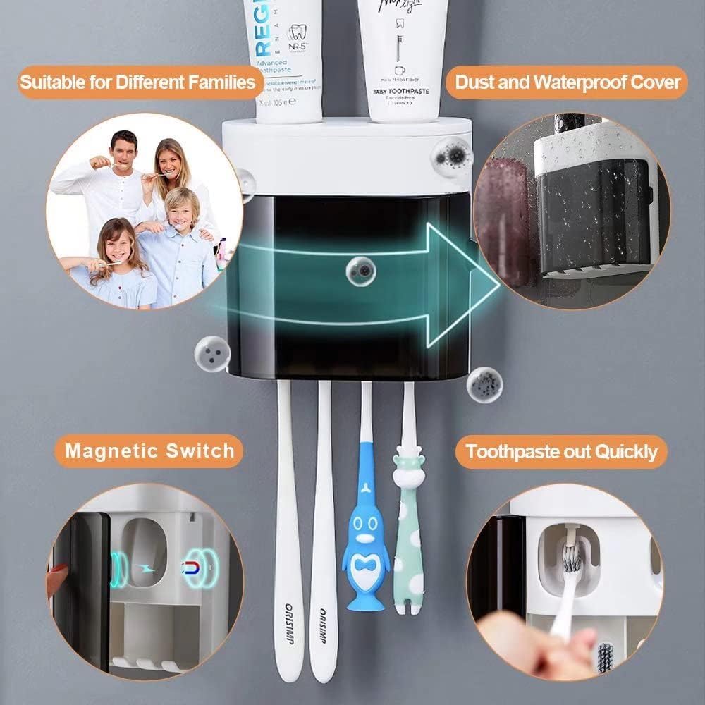 StAider Wall-Mounted Electric Toothbrush Holder with Storage and Toothpaste Squeezers