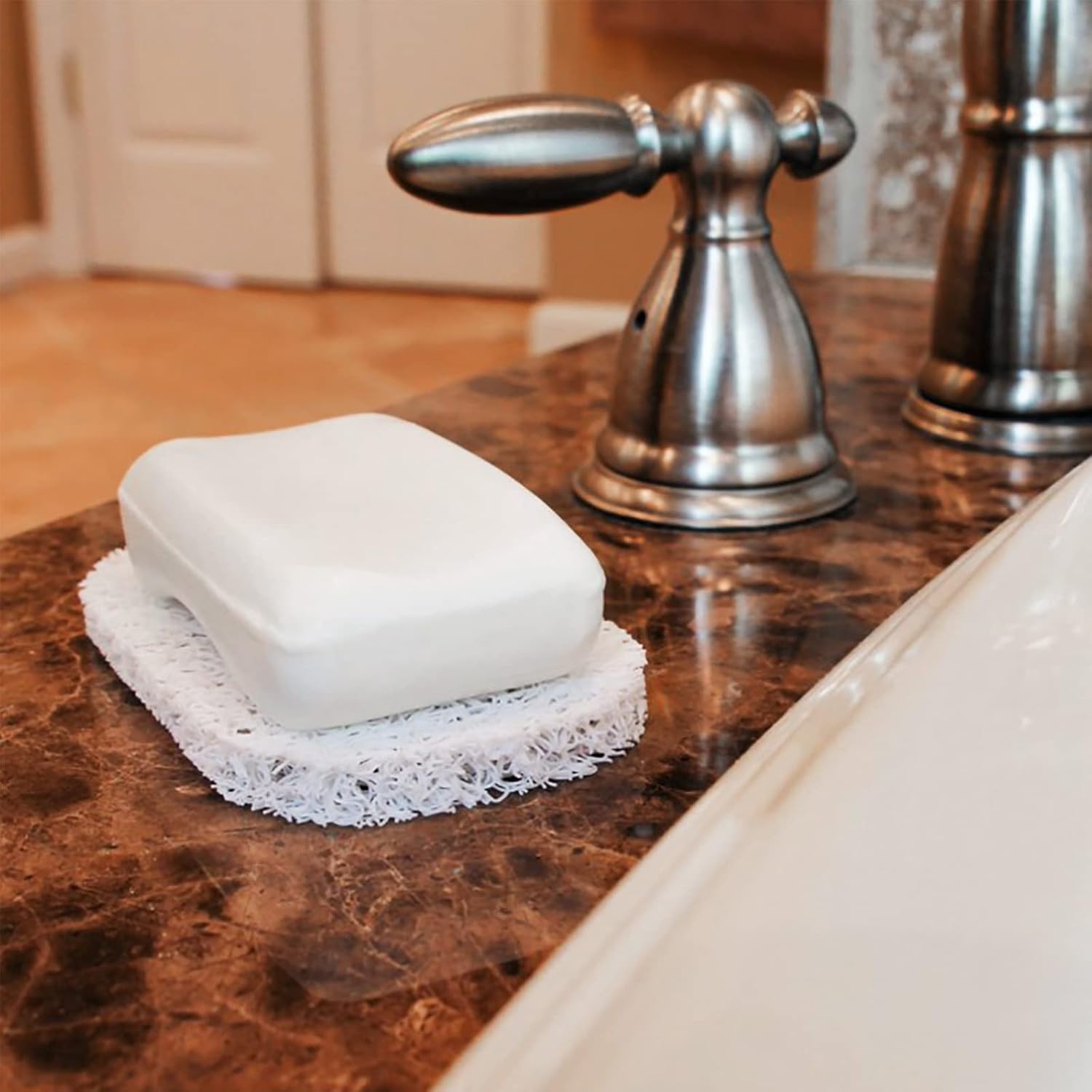 HUSGA Soap Saver Pads Non-Slip Durable Holder 4 Pack White