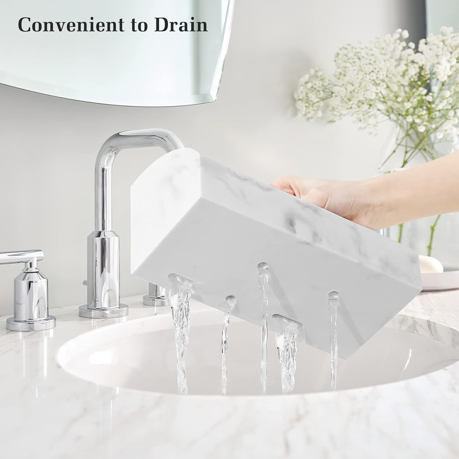 Luxspire 5 Slot Toothbrush Holder with Marble Design