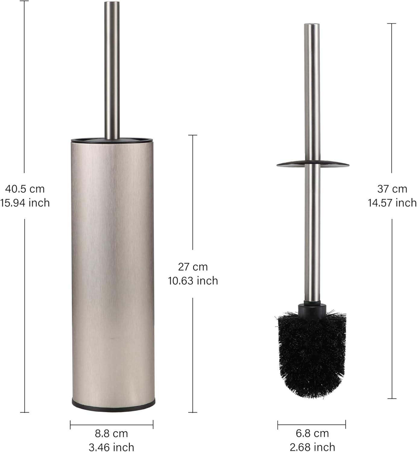 KLDKLD Toilet Brush and Holder Set Brushed Nickel
