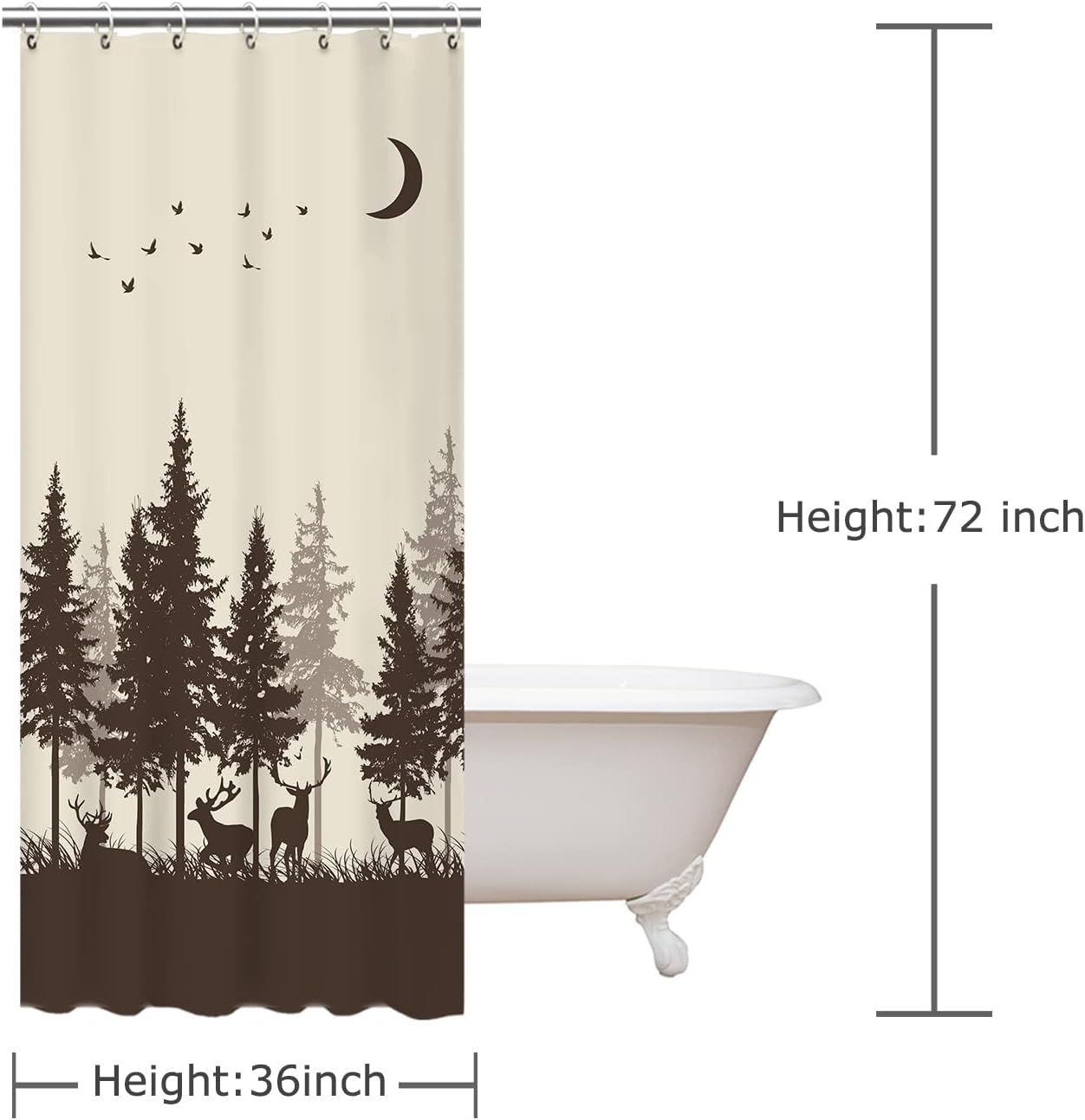 RosieLily Rustic Wildlife Shower Curtain Set with Hooks