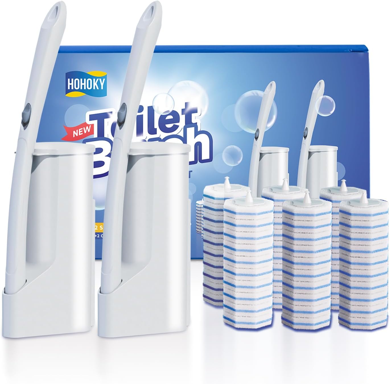 Hohoky Toilet Cleaning Set with 2 Wands and 60 Refill Pads
