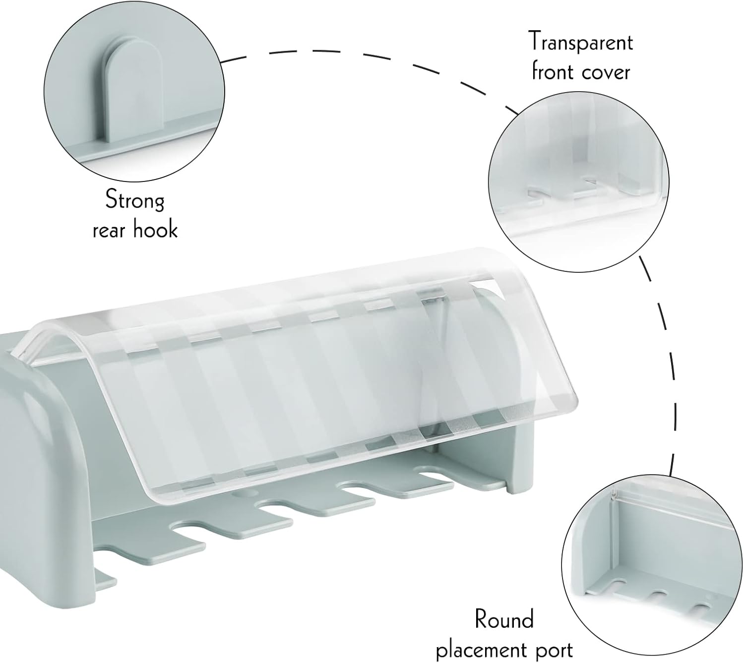 LUEXBOX Wall Mounted Toothbrush Holder with Cover 5 Slots