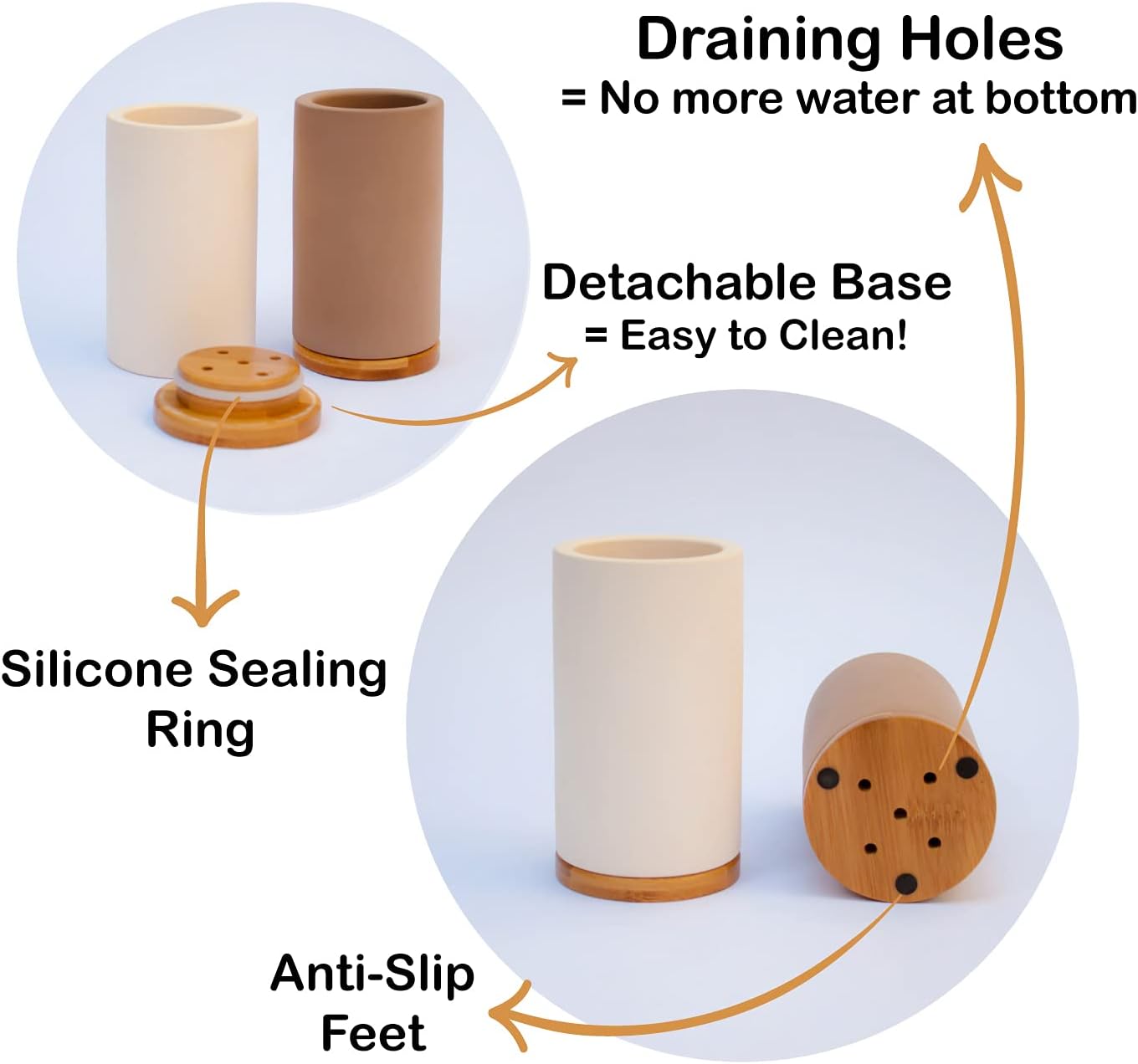 Matani Bamboo Diatomite Toothbrush Holder - Light Grey