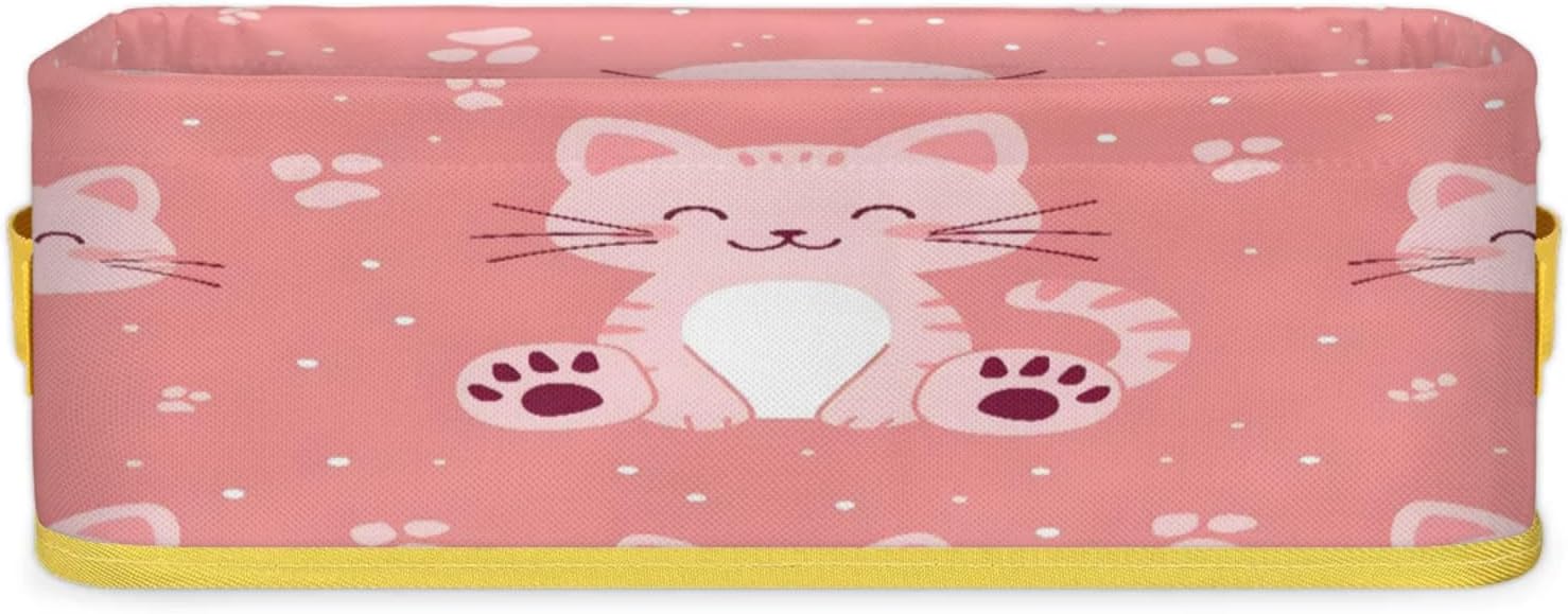 Cute Cat Toilet Tank Topper Paper Basket with Handles