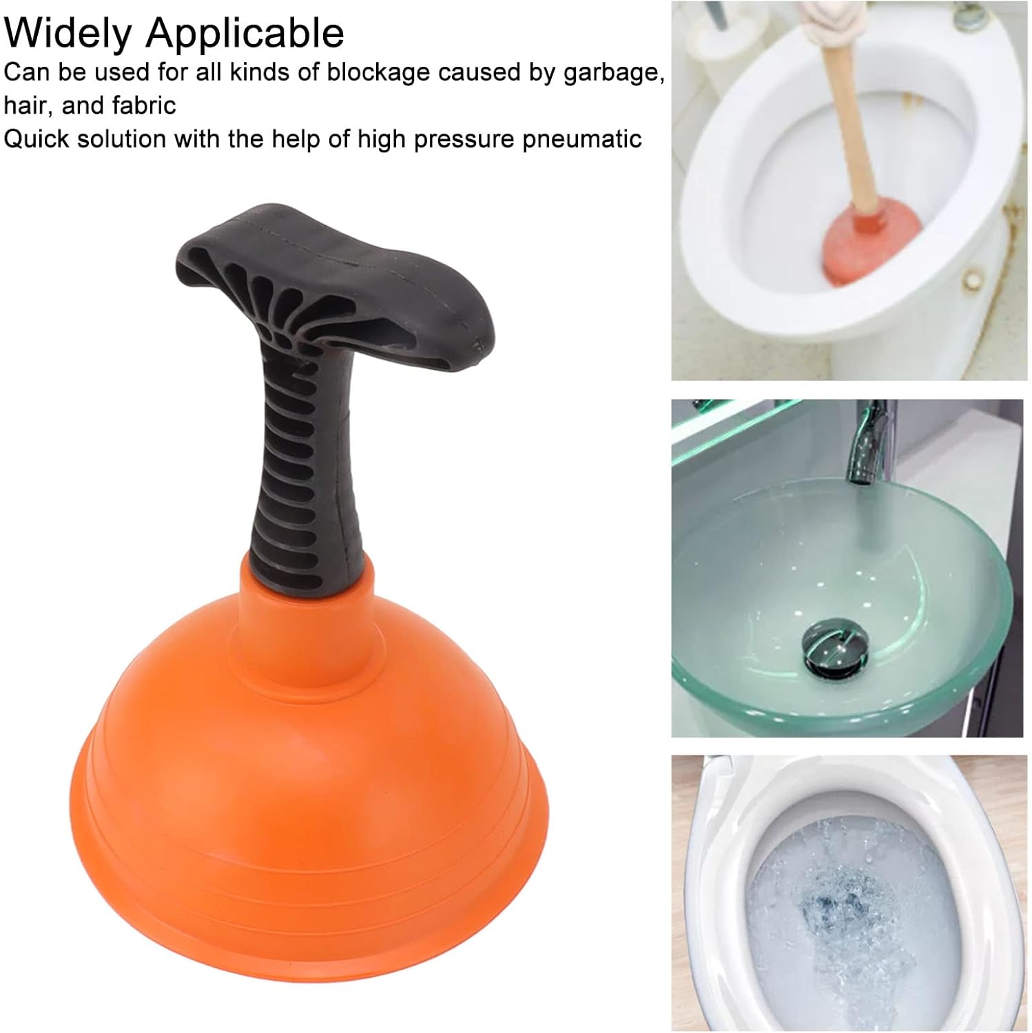 Eujgoov Mini Drain Plunger - Slip Proof Handle High Pressure Pneumatic Multipurpose 1