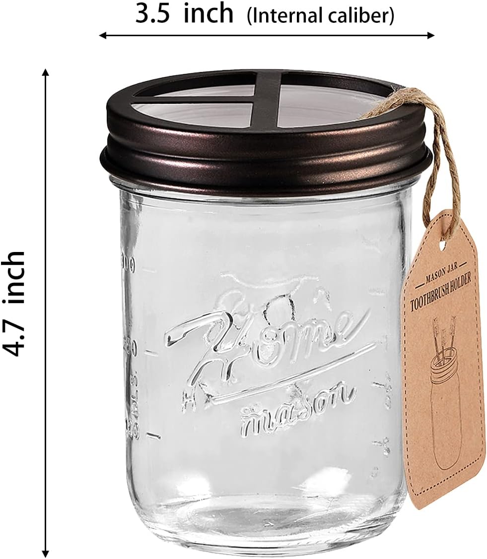 SheeChung Mason Jar Toothbrush Holder Shabby Chic