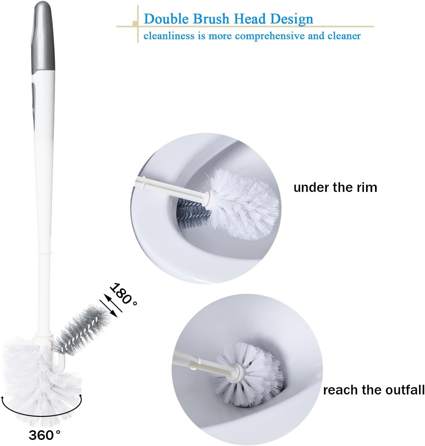 2 Pack Toilet Bowl Brush Without Holder for Deep Cleaning
