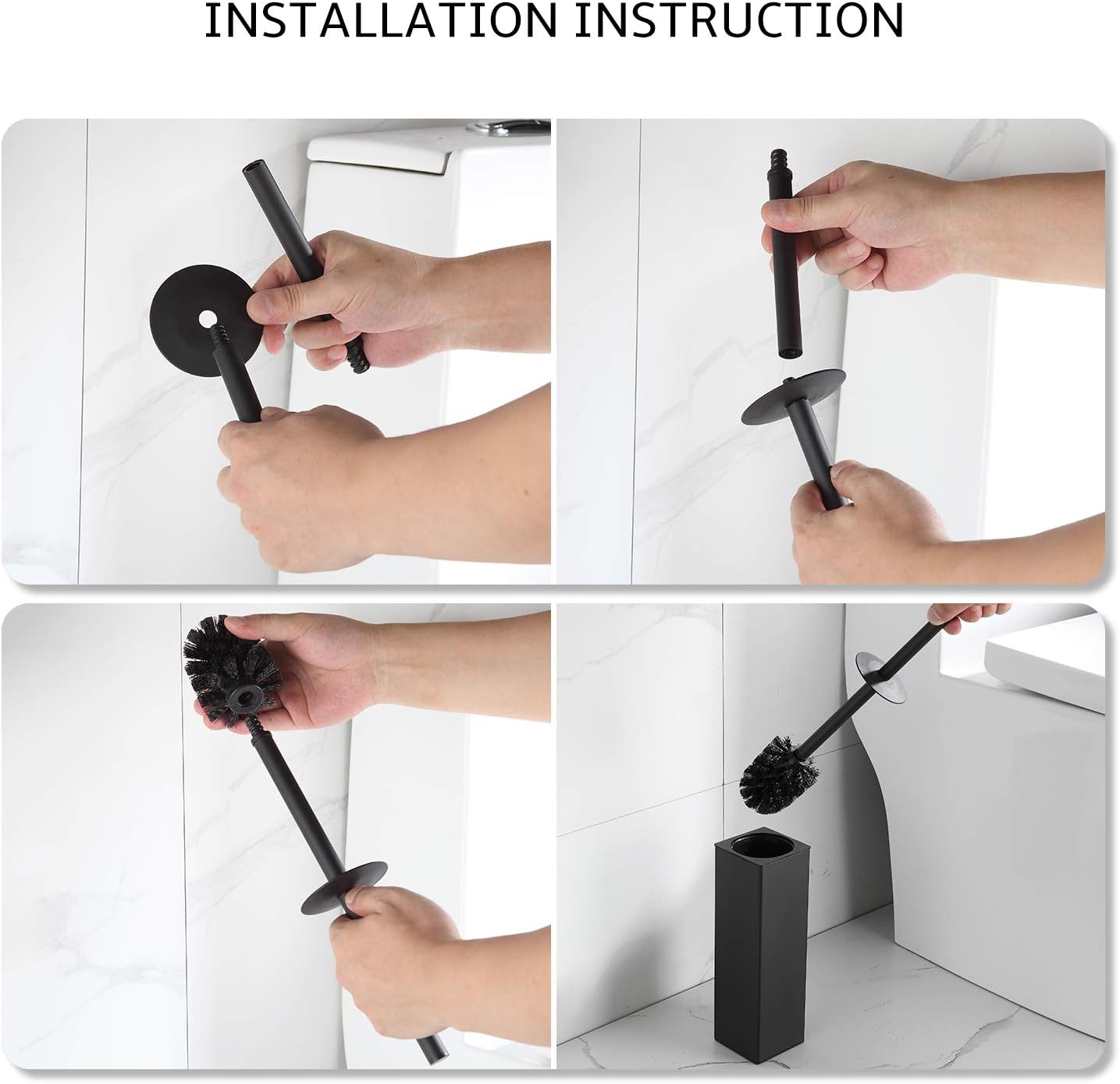 BGL Freestanding Toilet Brush with Holder - Black 1