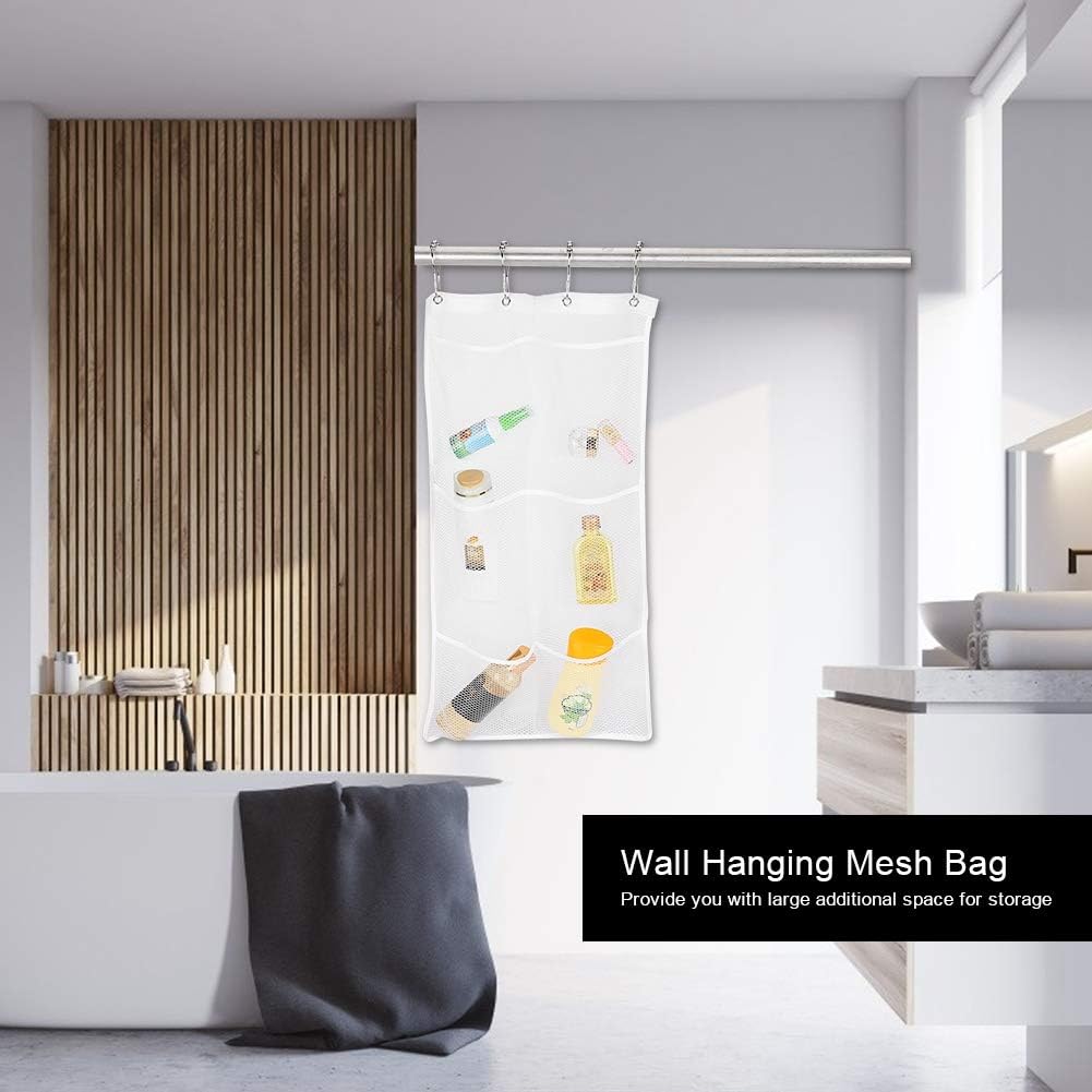 Jwthee Mesh Shower Caddy with 6 Pockets and Metal Hooks