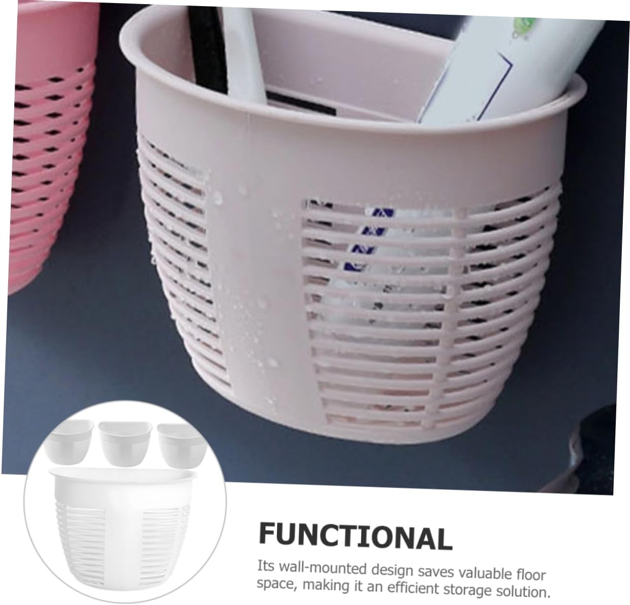 OKUMEYR Wall Mounted Bathroom Storage Basket with Drainage