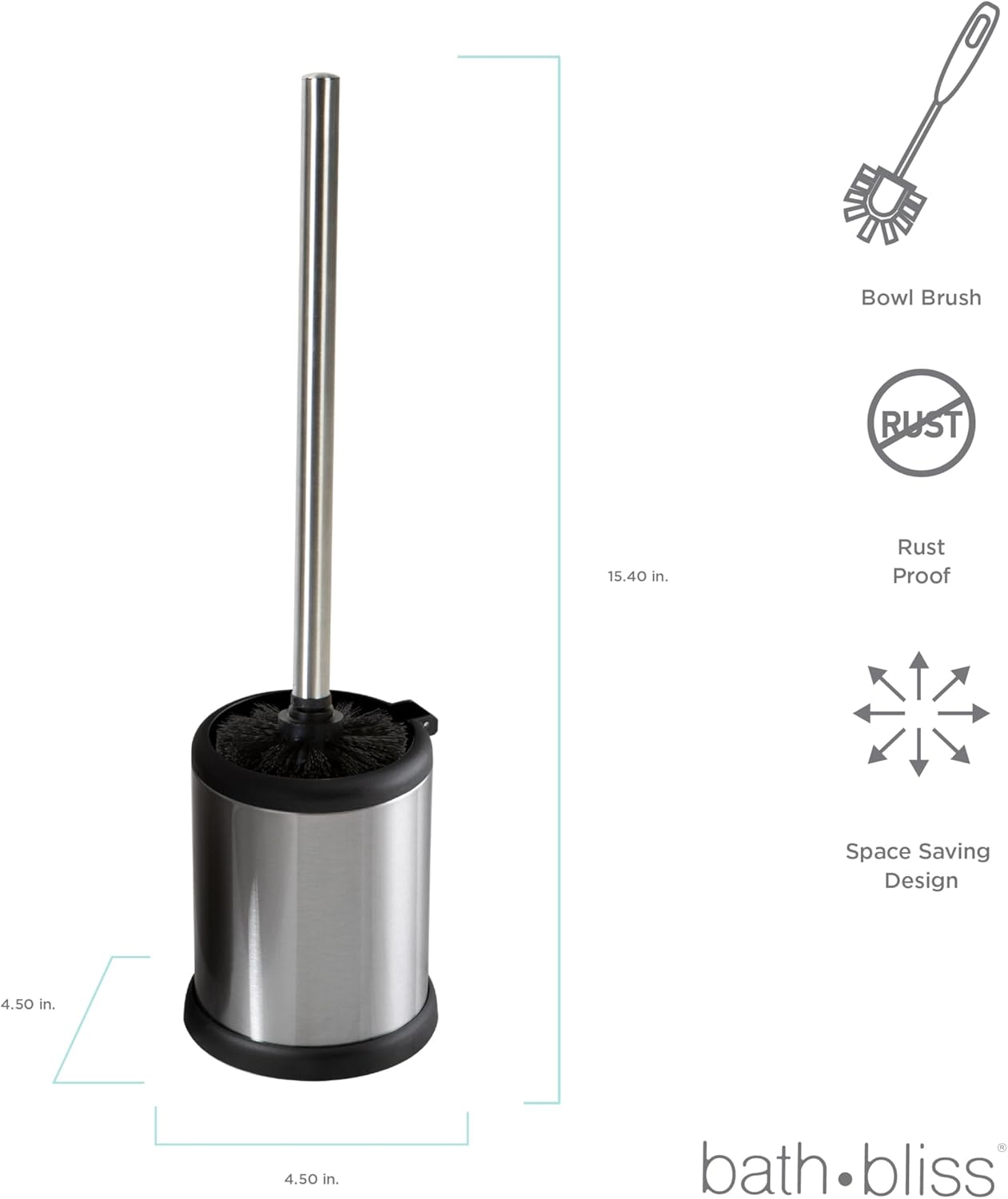 Bath Bliss Toilet Brush with Self-Closing Lid