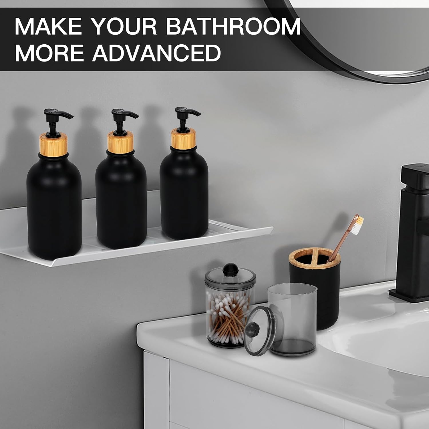Matte Black Bathroom Accessories Set 7pcs