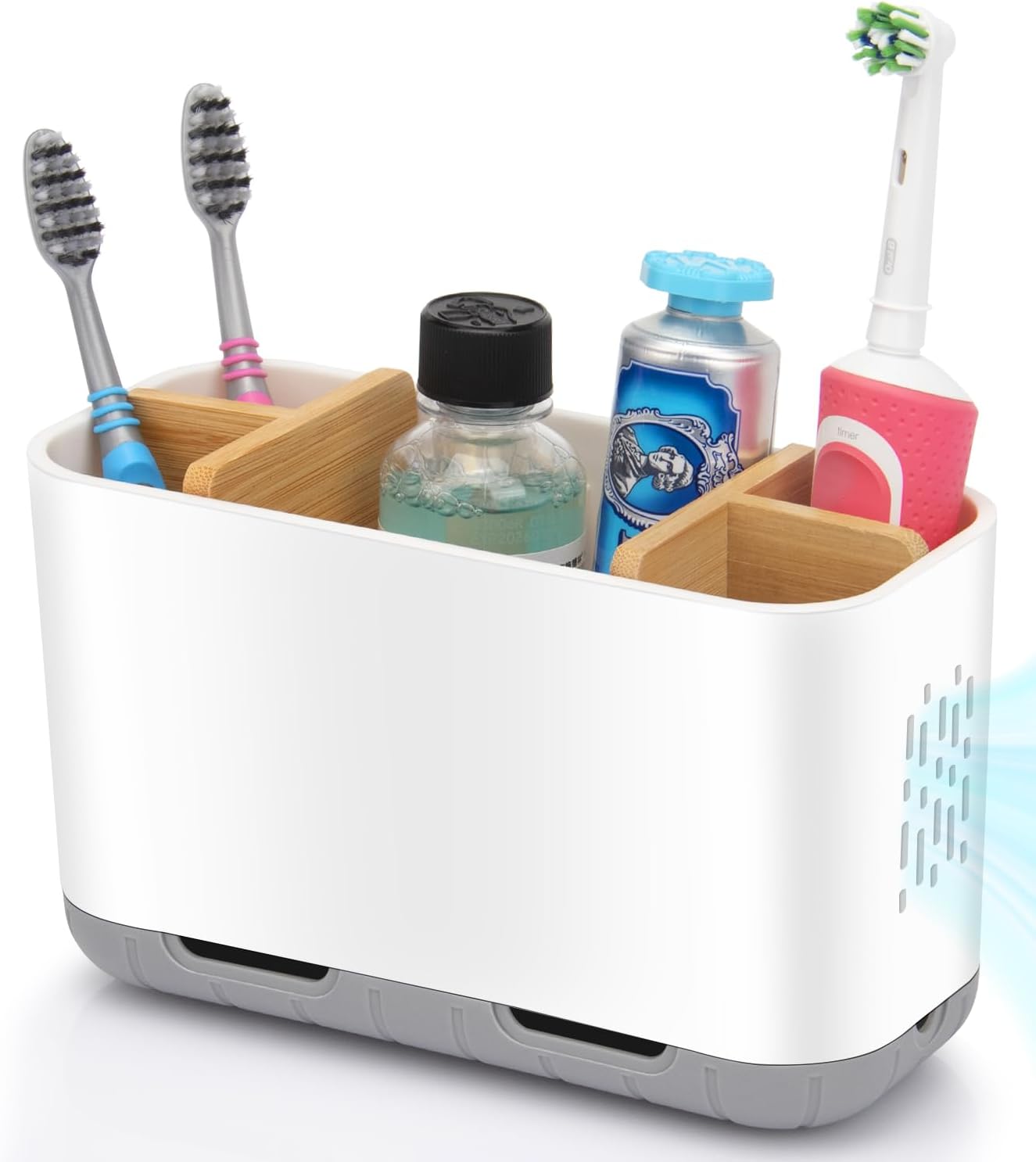GFWARE Bamboo Toothbrush Holder with Drainage and Ventilation