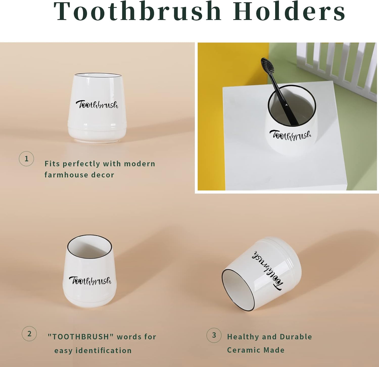 LEETOYI Porcelain Toothbrush Holder White 1
